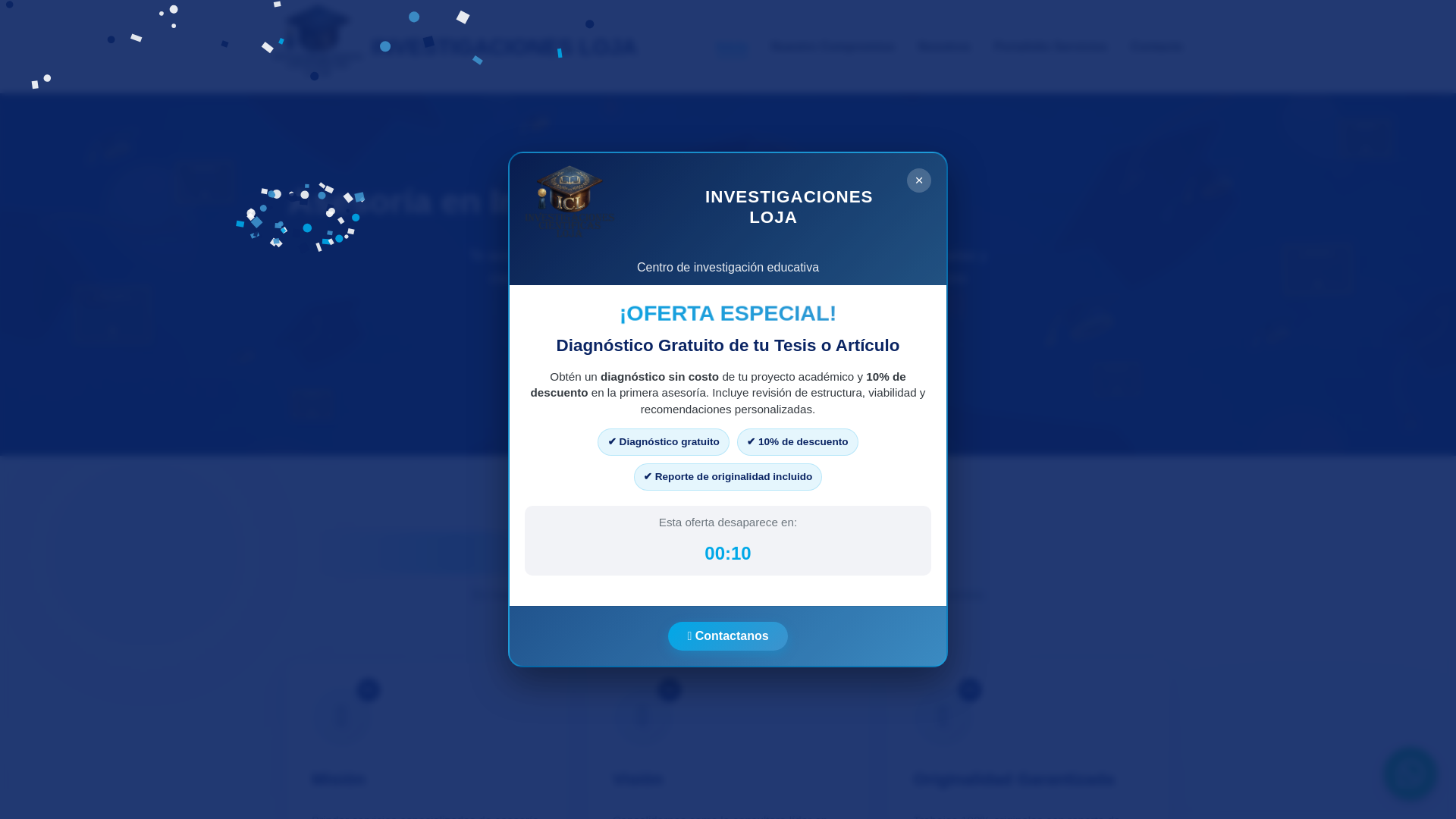 website screenshot of https://investigacionesloja.com