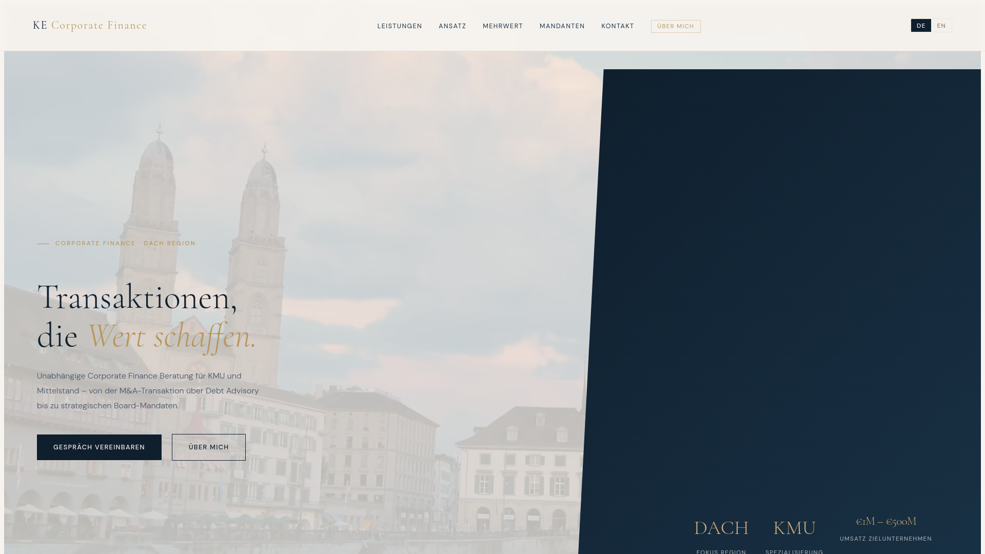 website screenshot of https://ke-corporatefinance.ch/