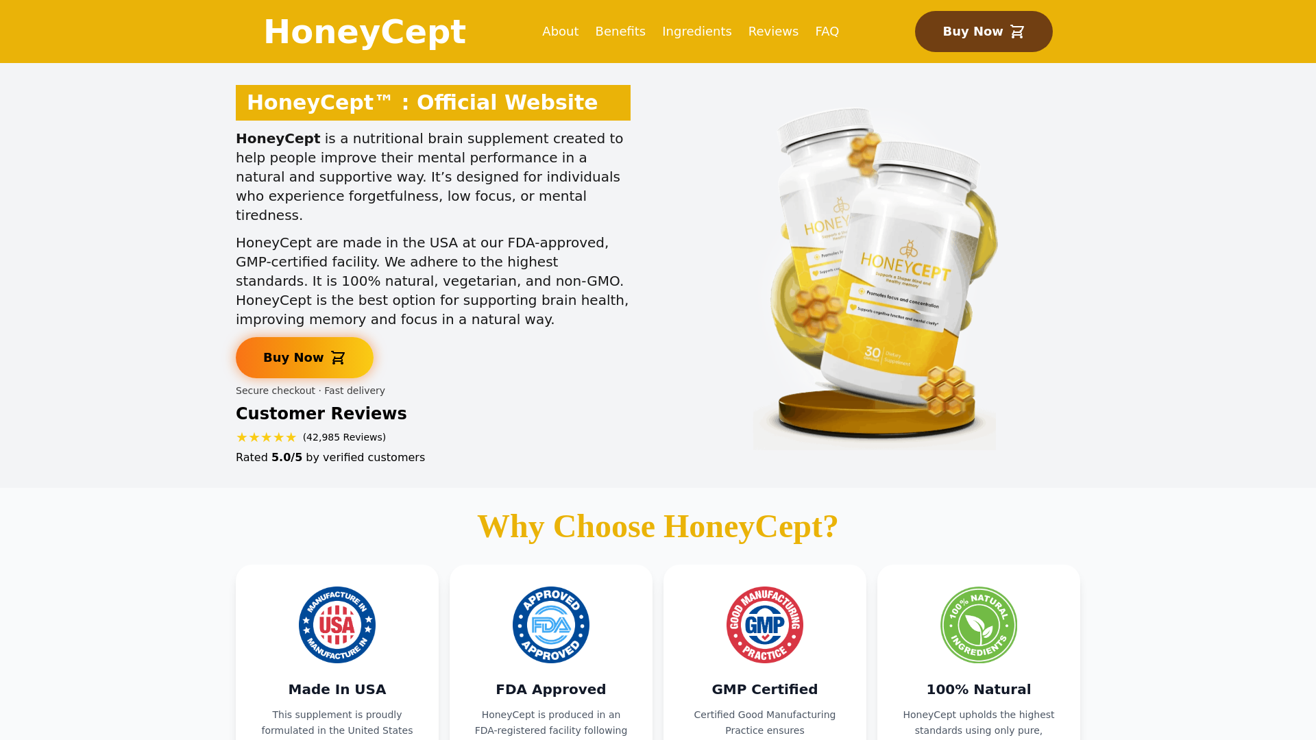 website screenshot of https://honeycept-com.com/
