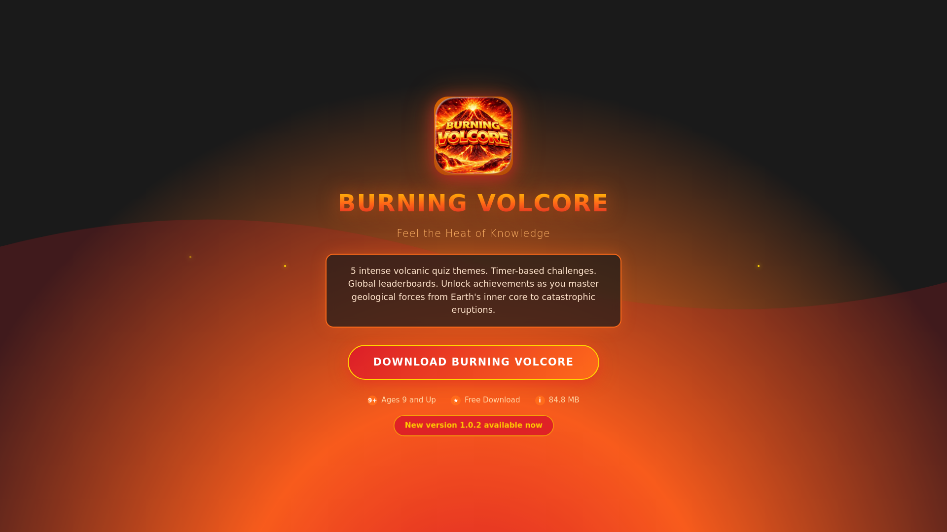 website screenshot of https://burning-volcore-download.top/