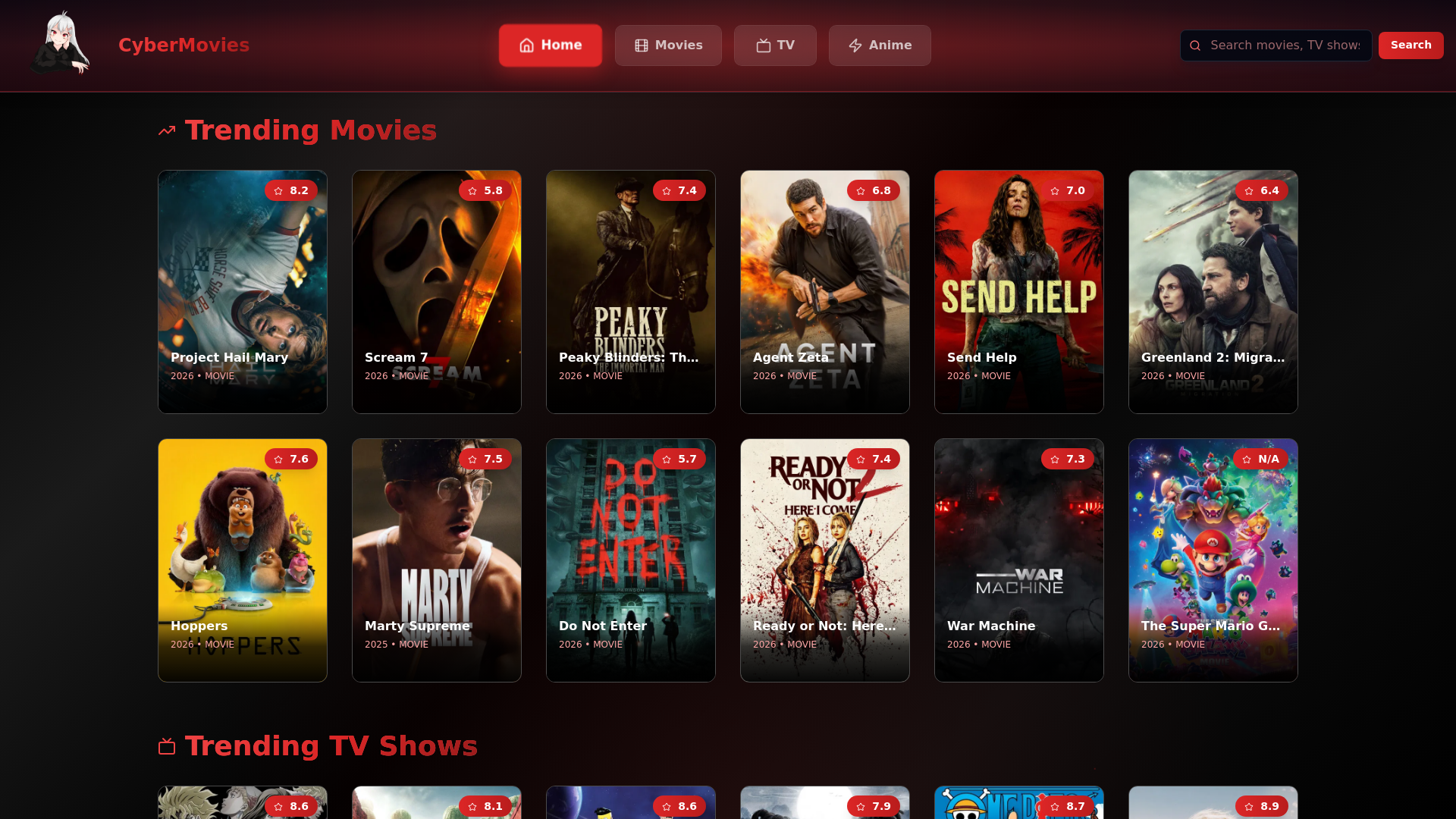 website screenshot of https://cybermovies.net/