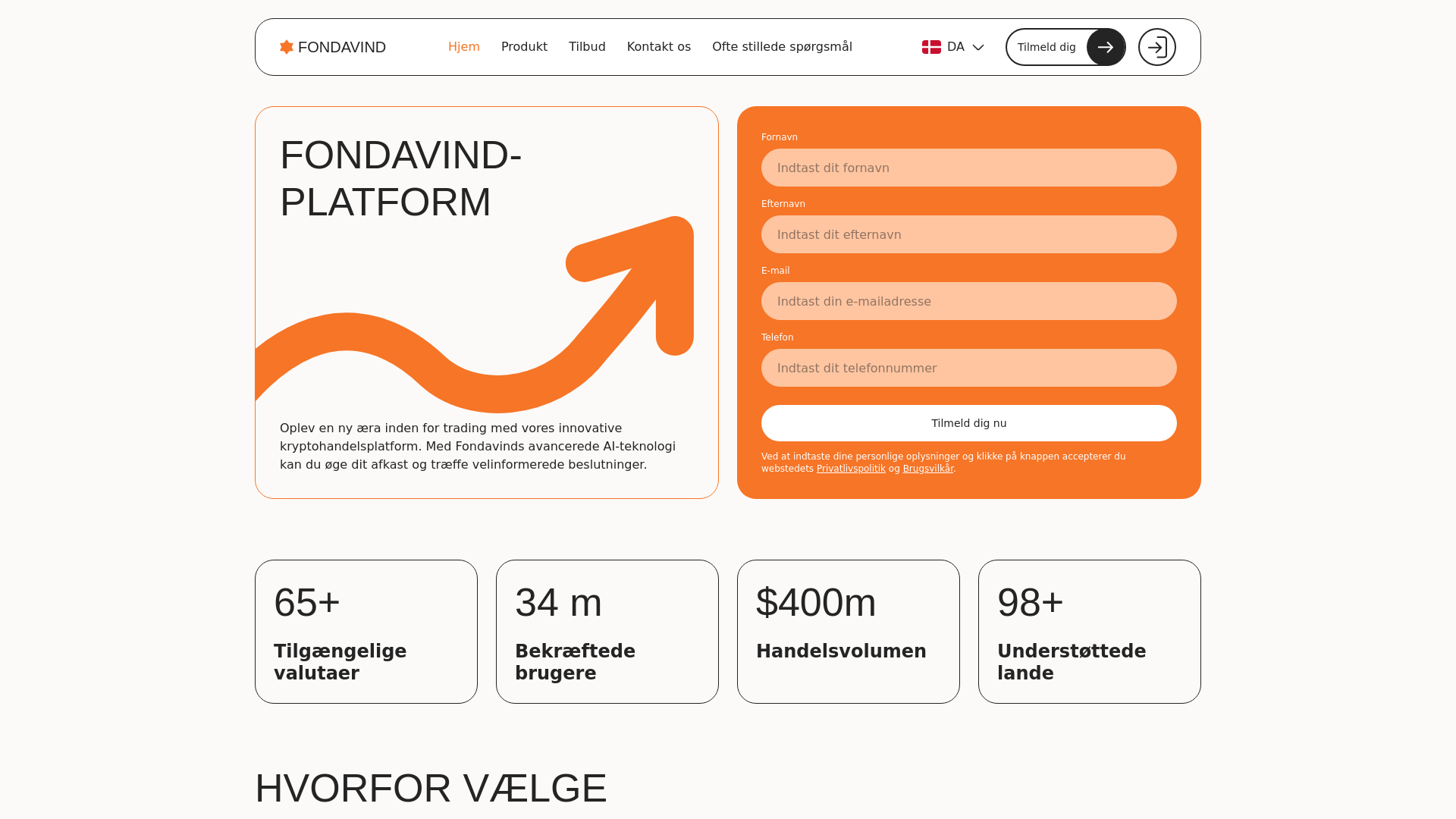website screenshot of https://fondavind.com/