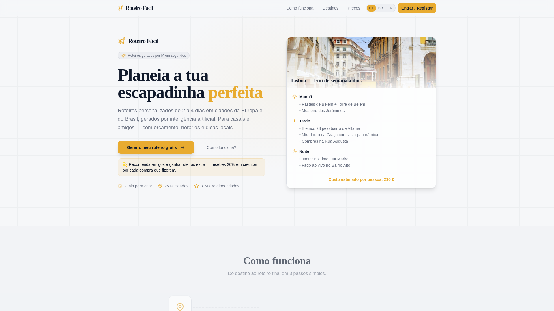website screenshot of https://roteirofacil.shop