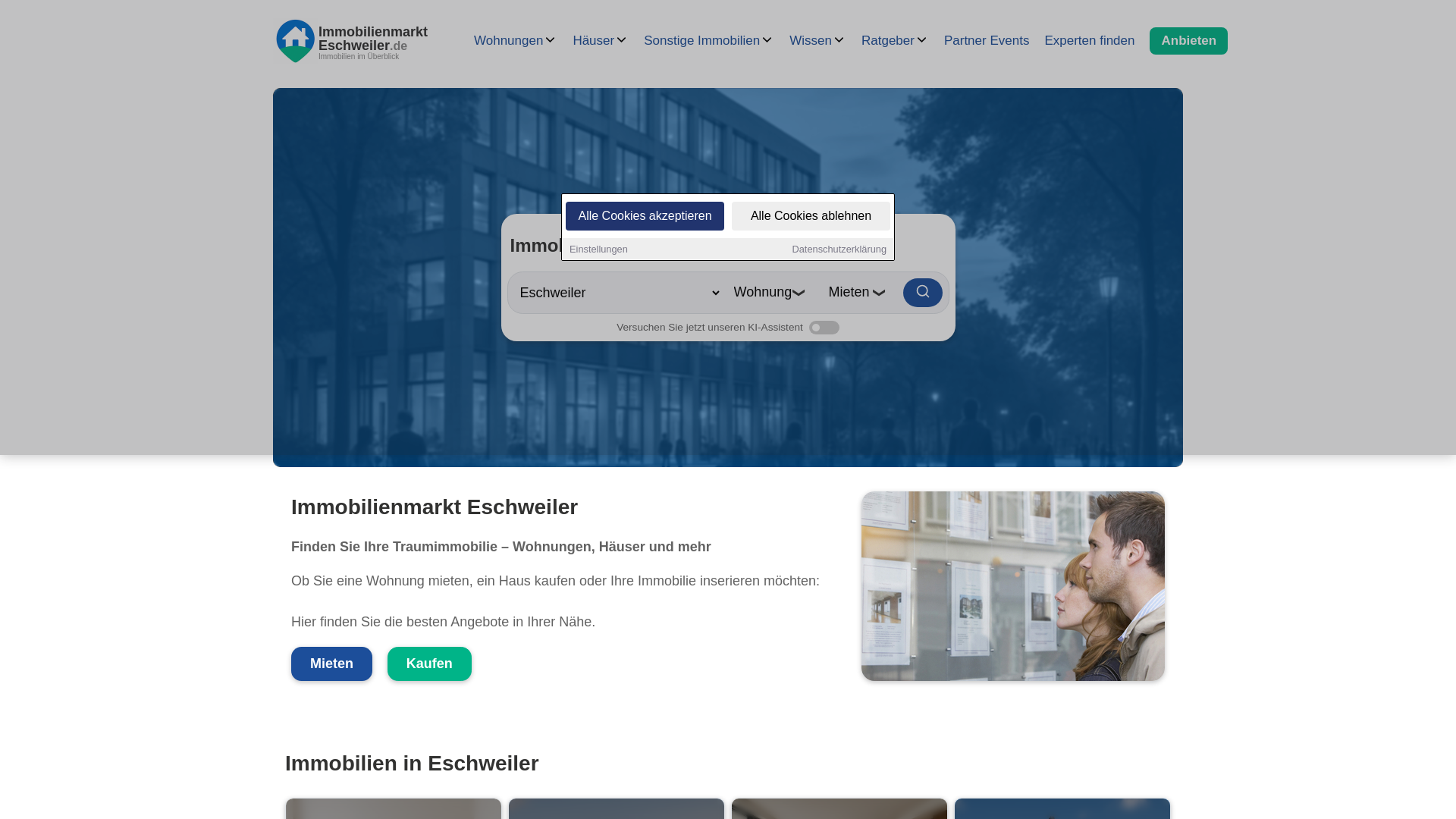 website screenshot of https://immobilienmarkt-eschweiler.de