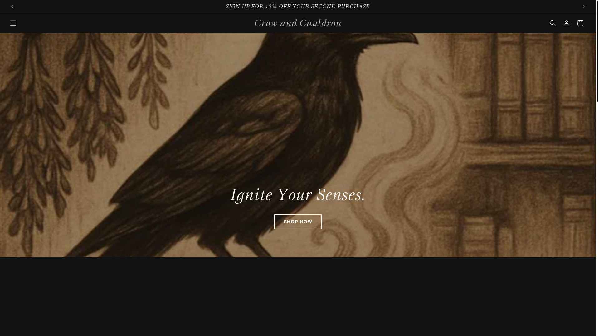 website screenshot of https://crowandcauldron.shop/