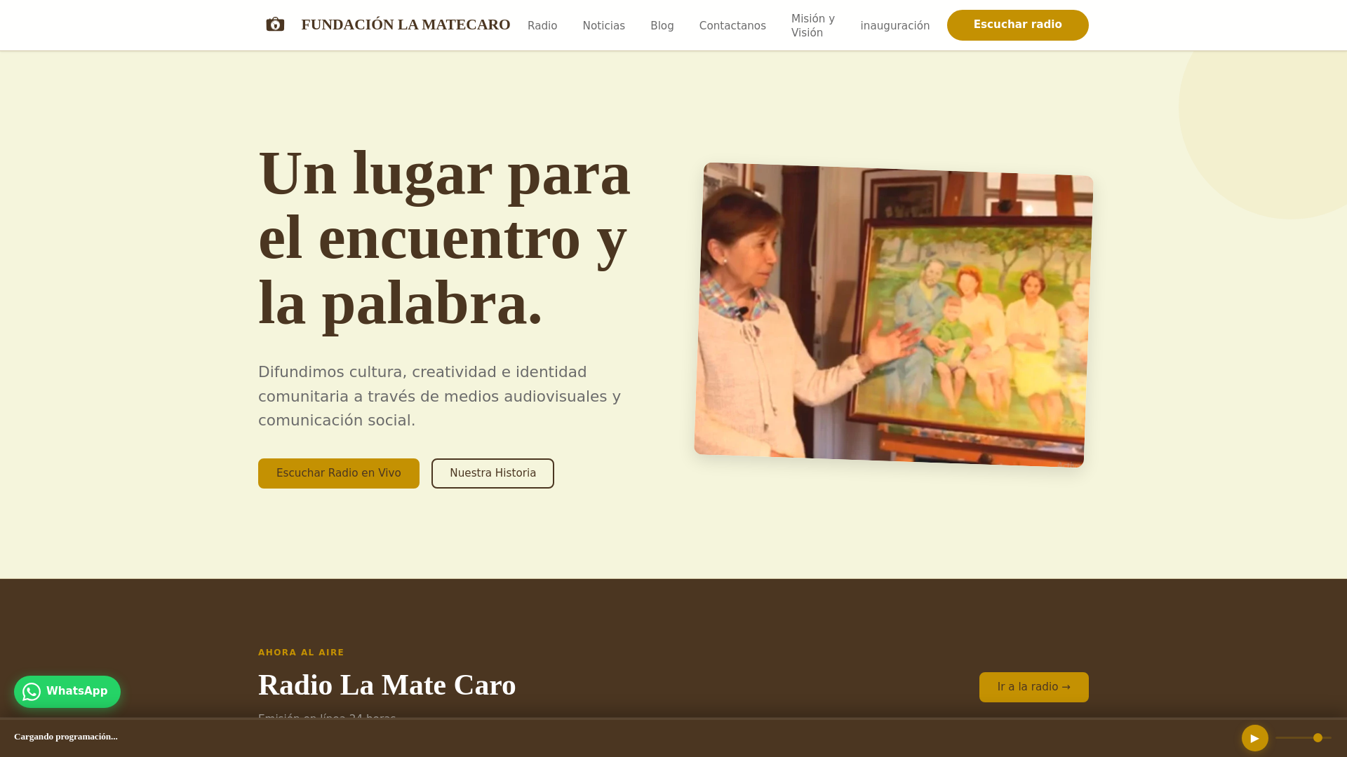 website screenshot of https://fundacionlamatecaro.cl/