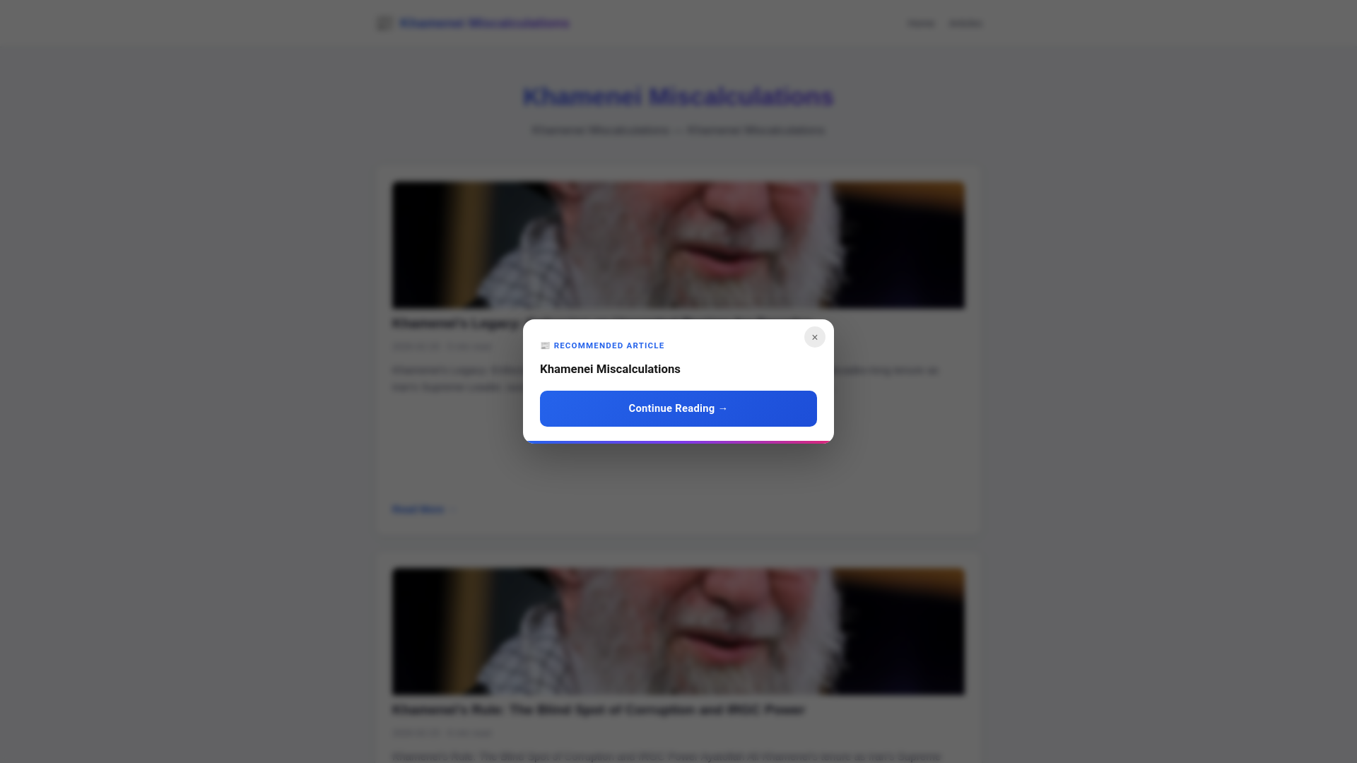 website screenshot of https://khamenei-miscalculations.pages.dev/