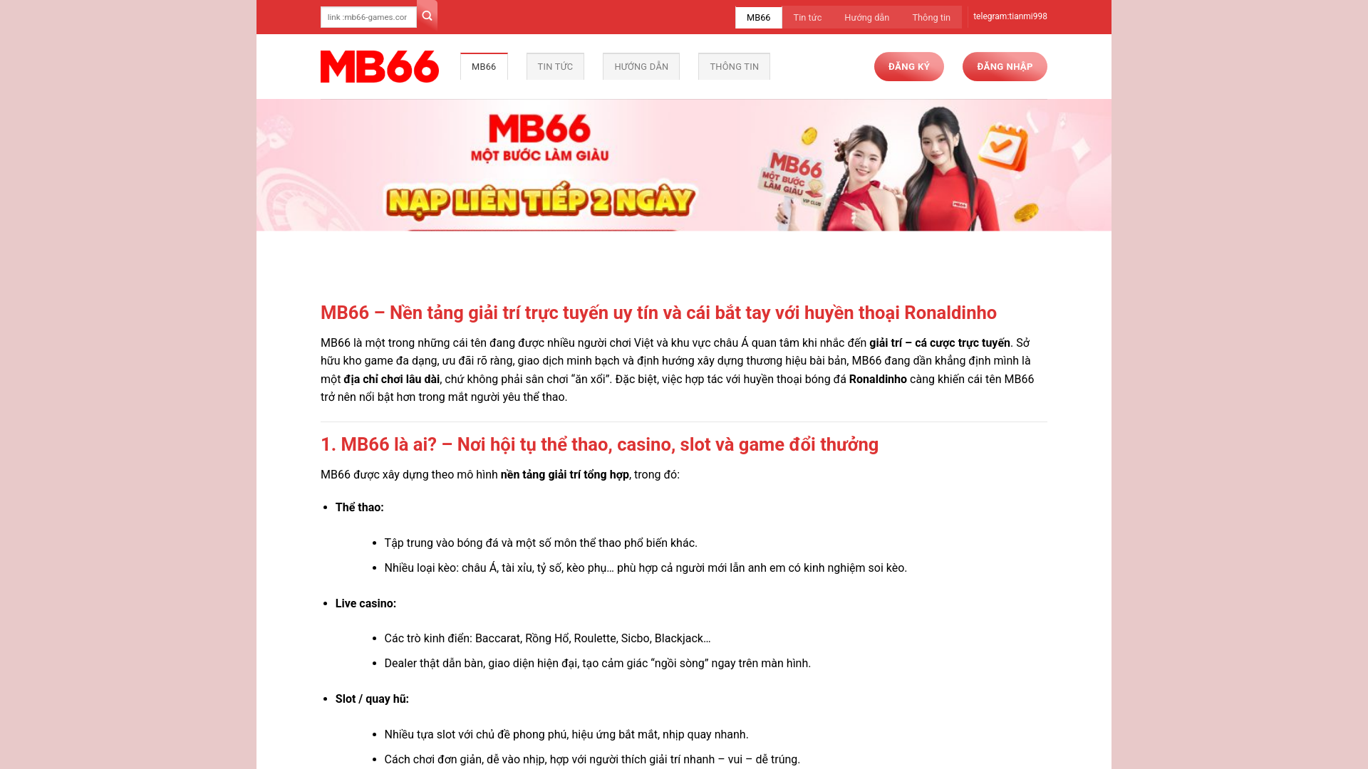 website screenshot of https://mb66-games.com