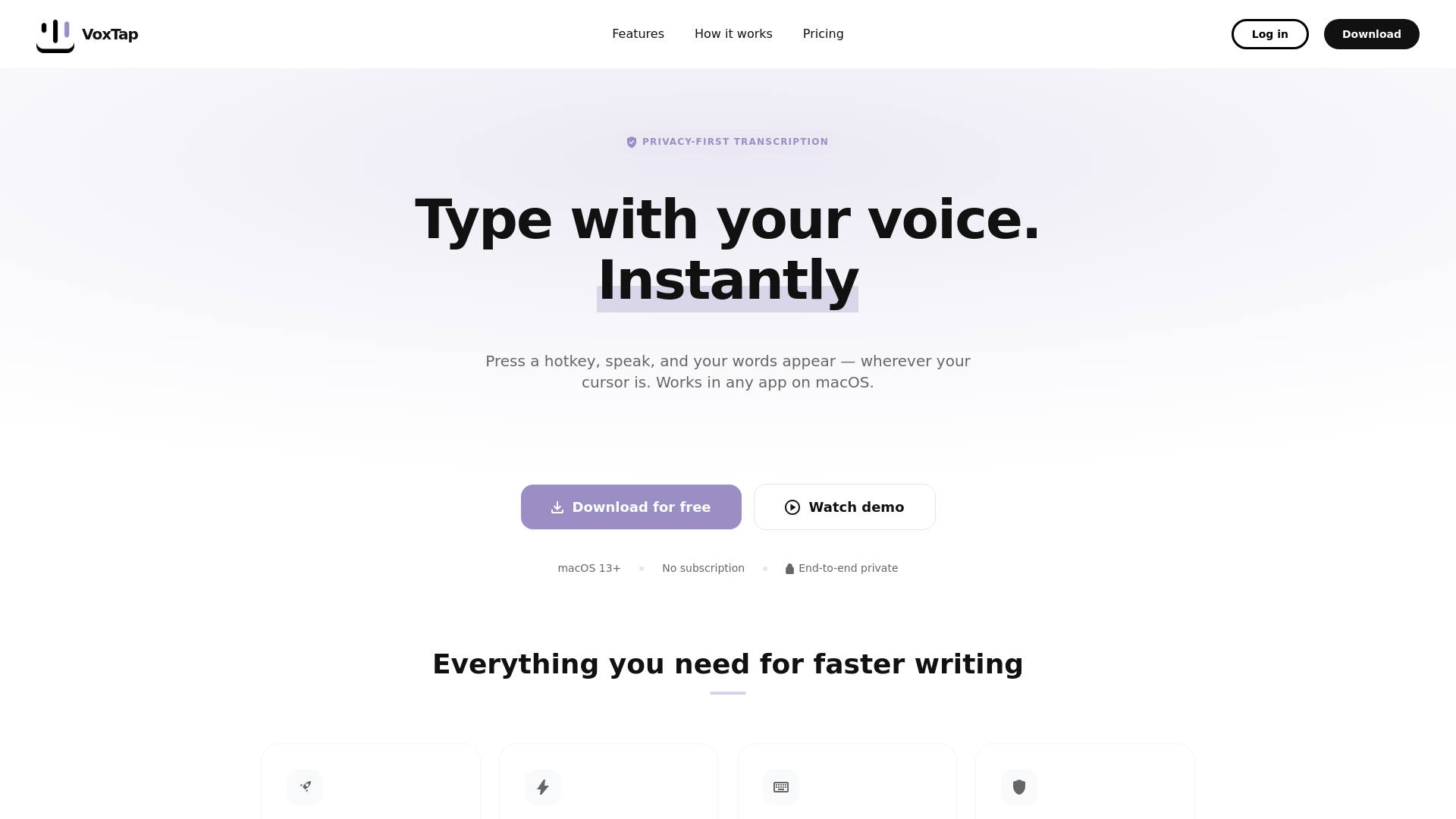 website screenshot of https://voxtap.io/