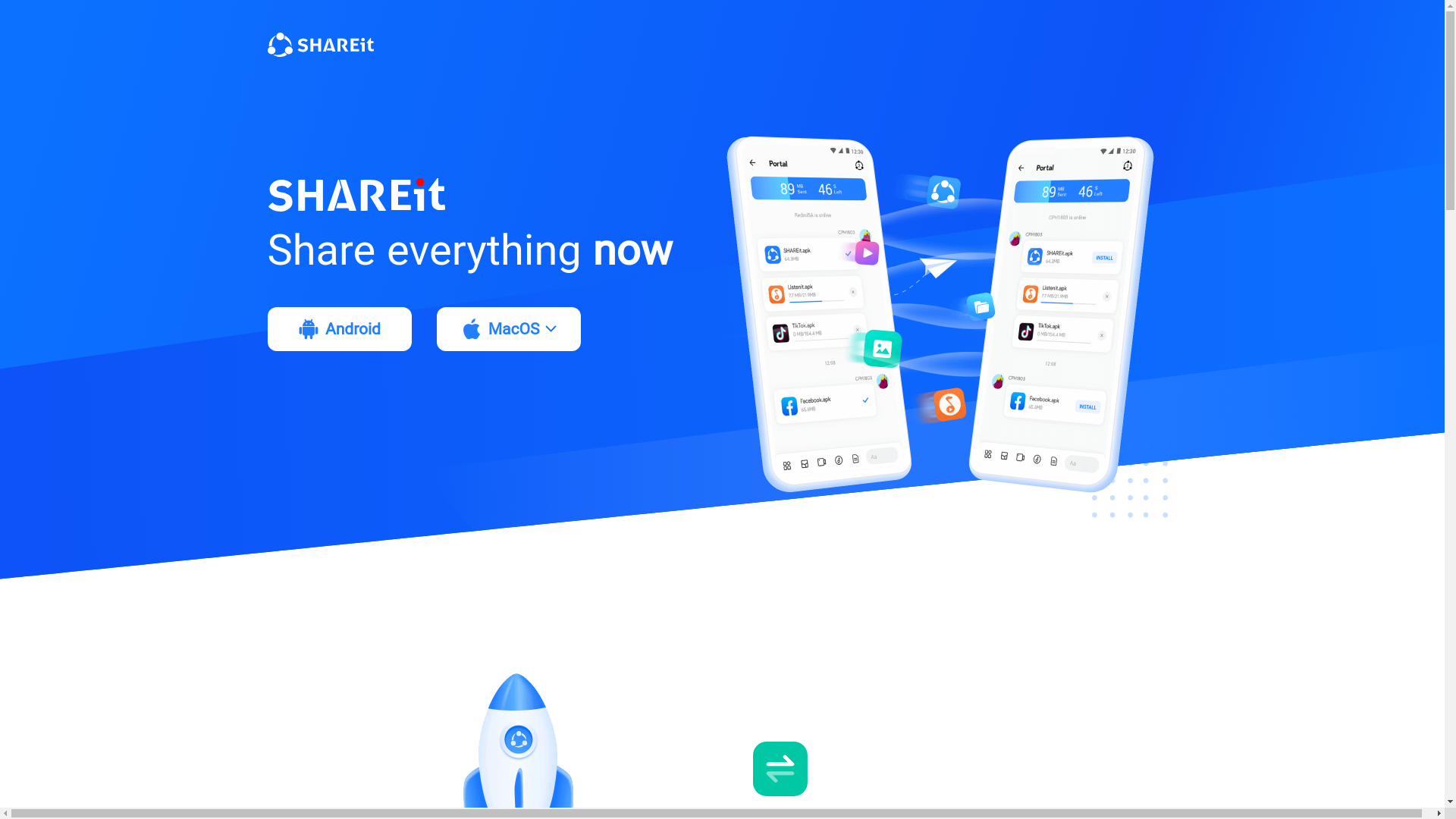 website screenshot of https://www.ushareit.com/product/shareit/