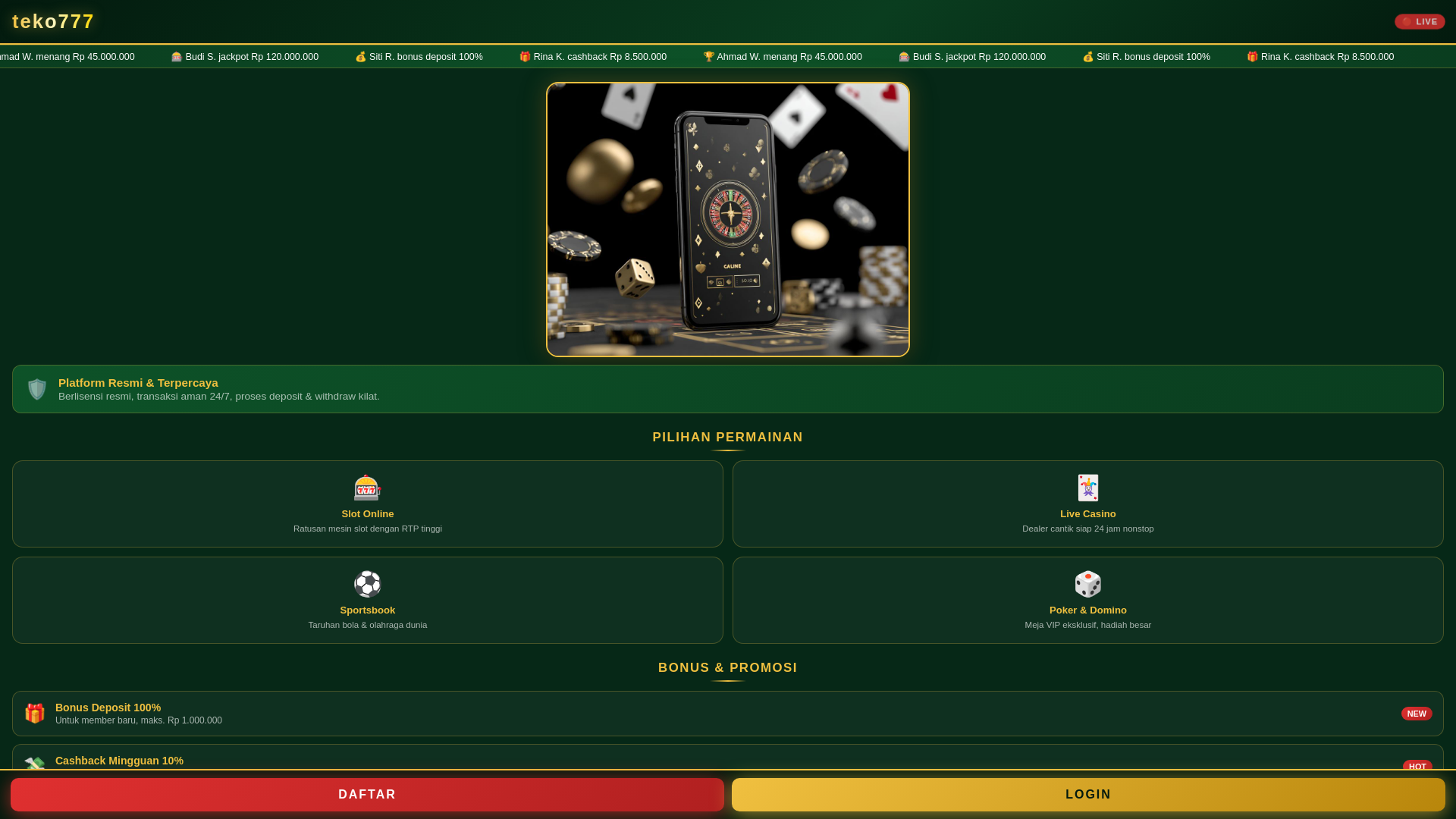 website screenshot of https://teko777-login.pages.dev/