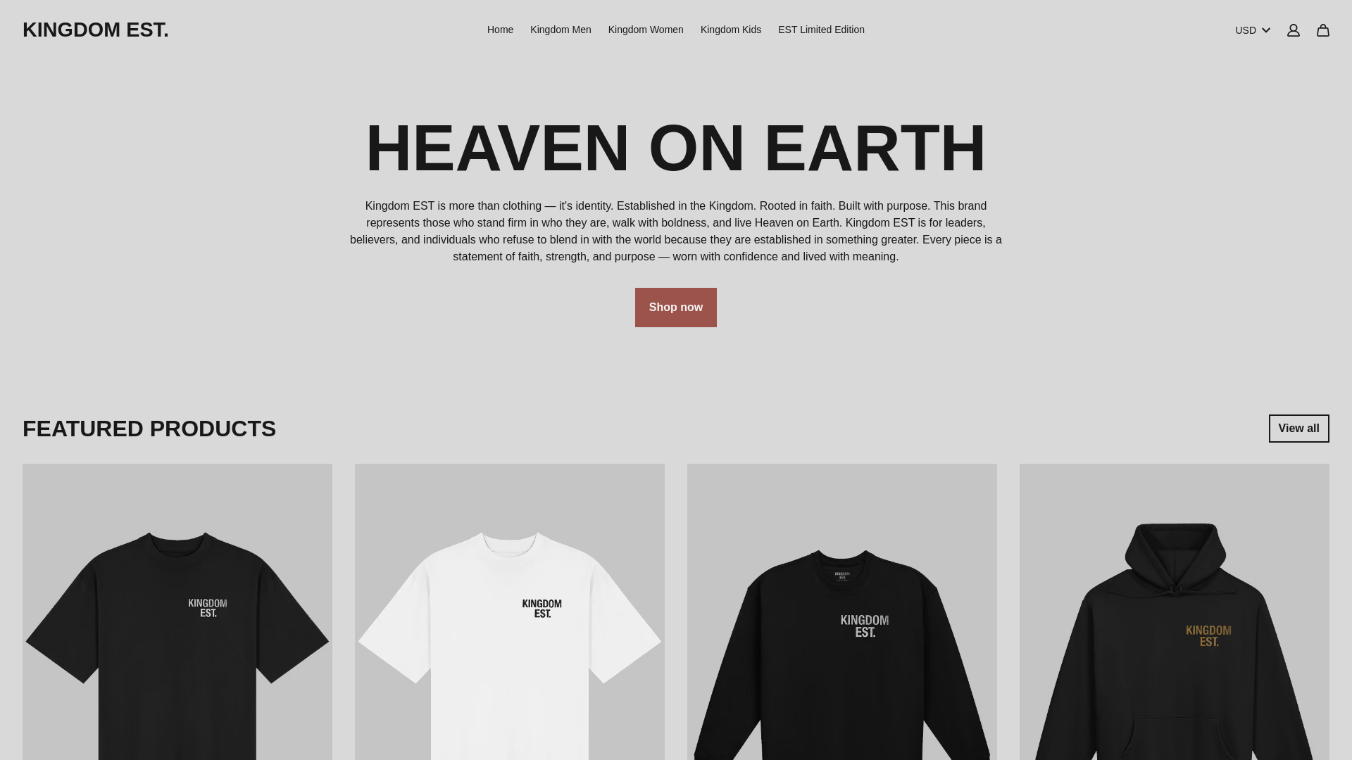 website screenshot of https://kingdomest.store