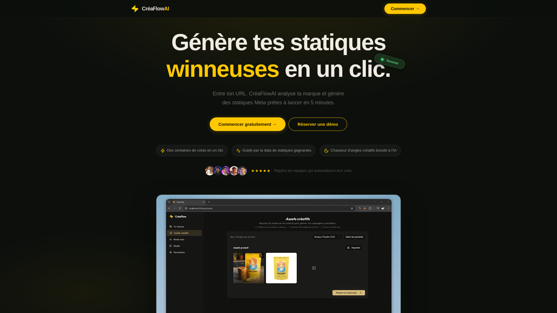 website screenshot of https://creaflowai.fr/
