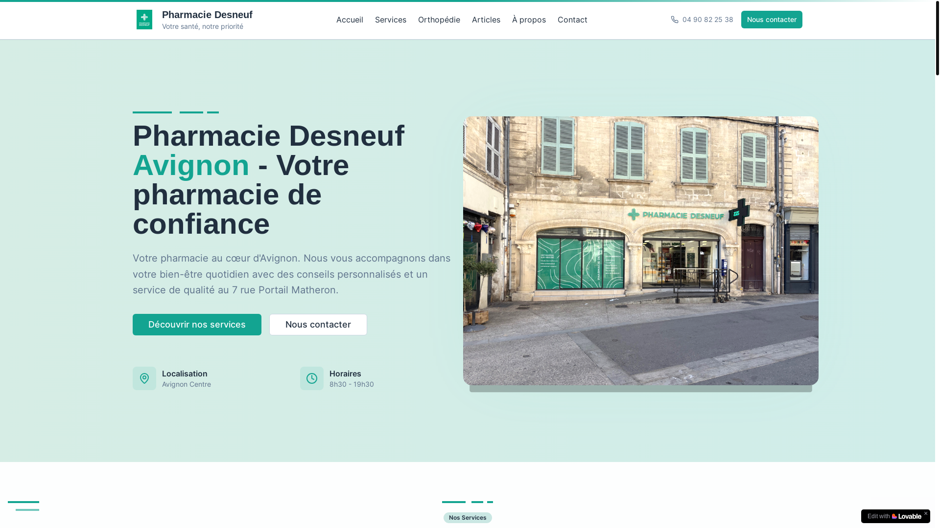 website screenshot of https://pharmaciedesneuf.com/