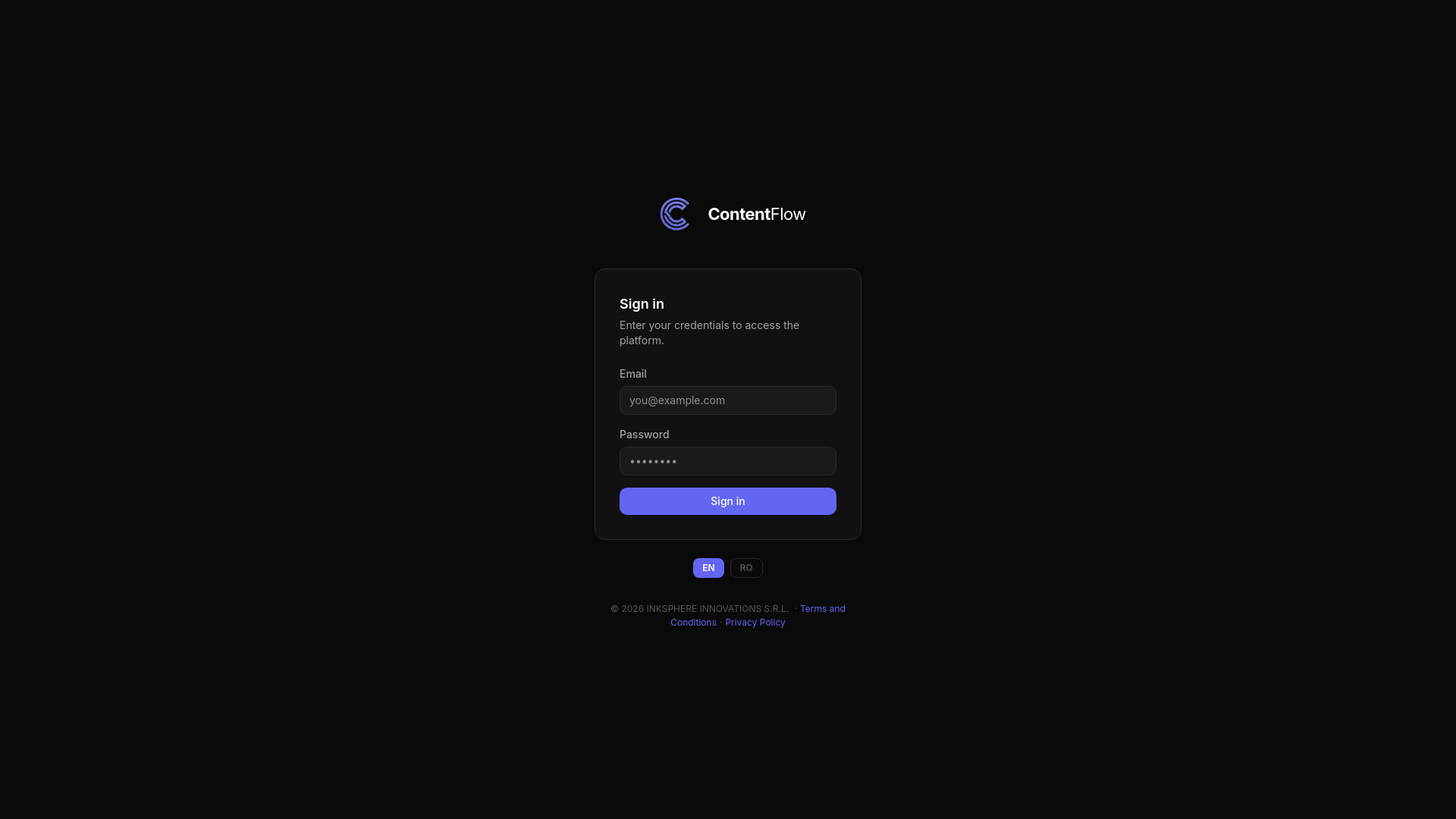 website screenshot of https://contentflow.ro