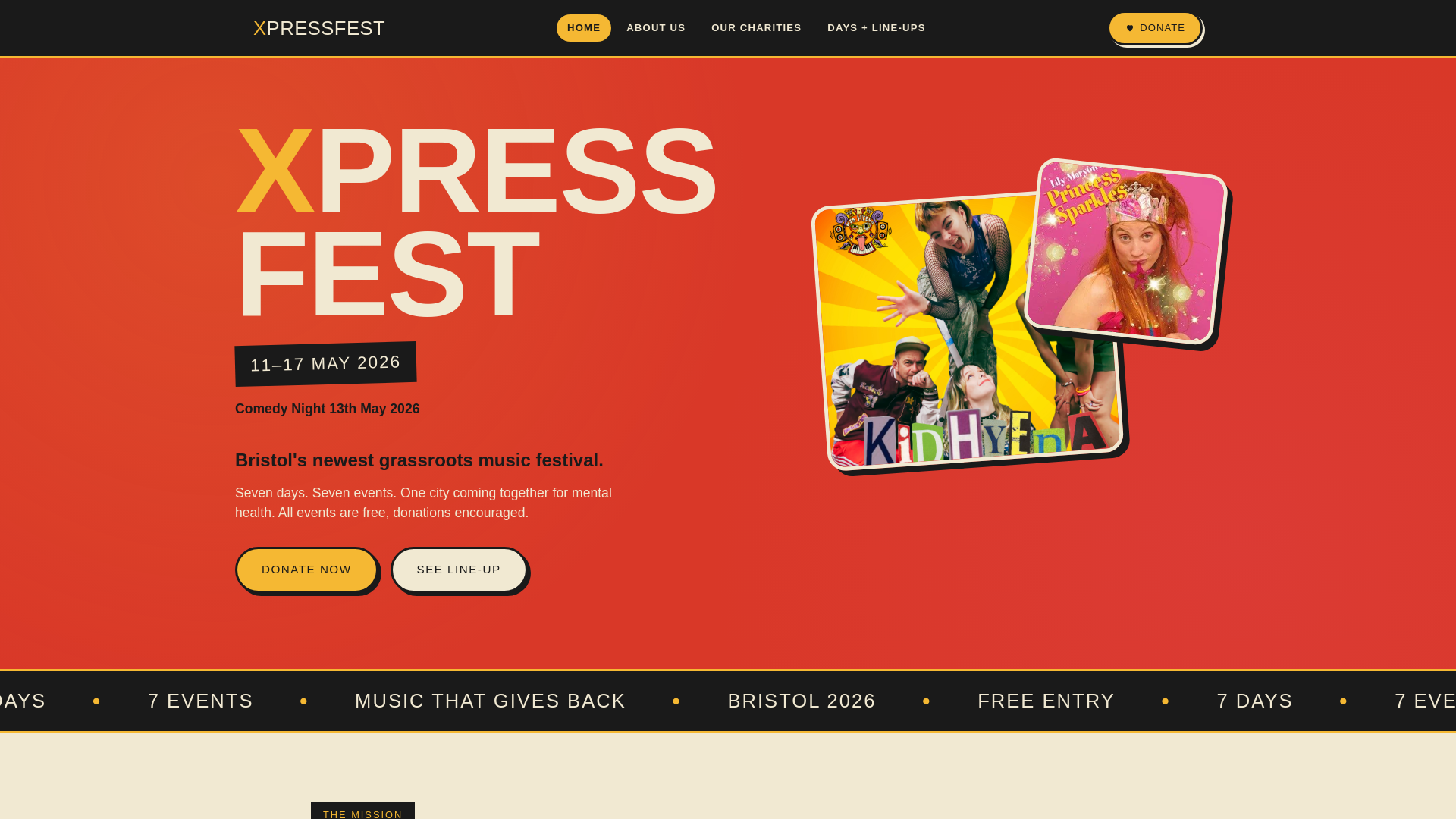 website screenshot of https://xpressfest.co.uk/