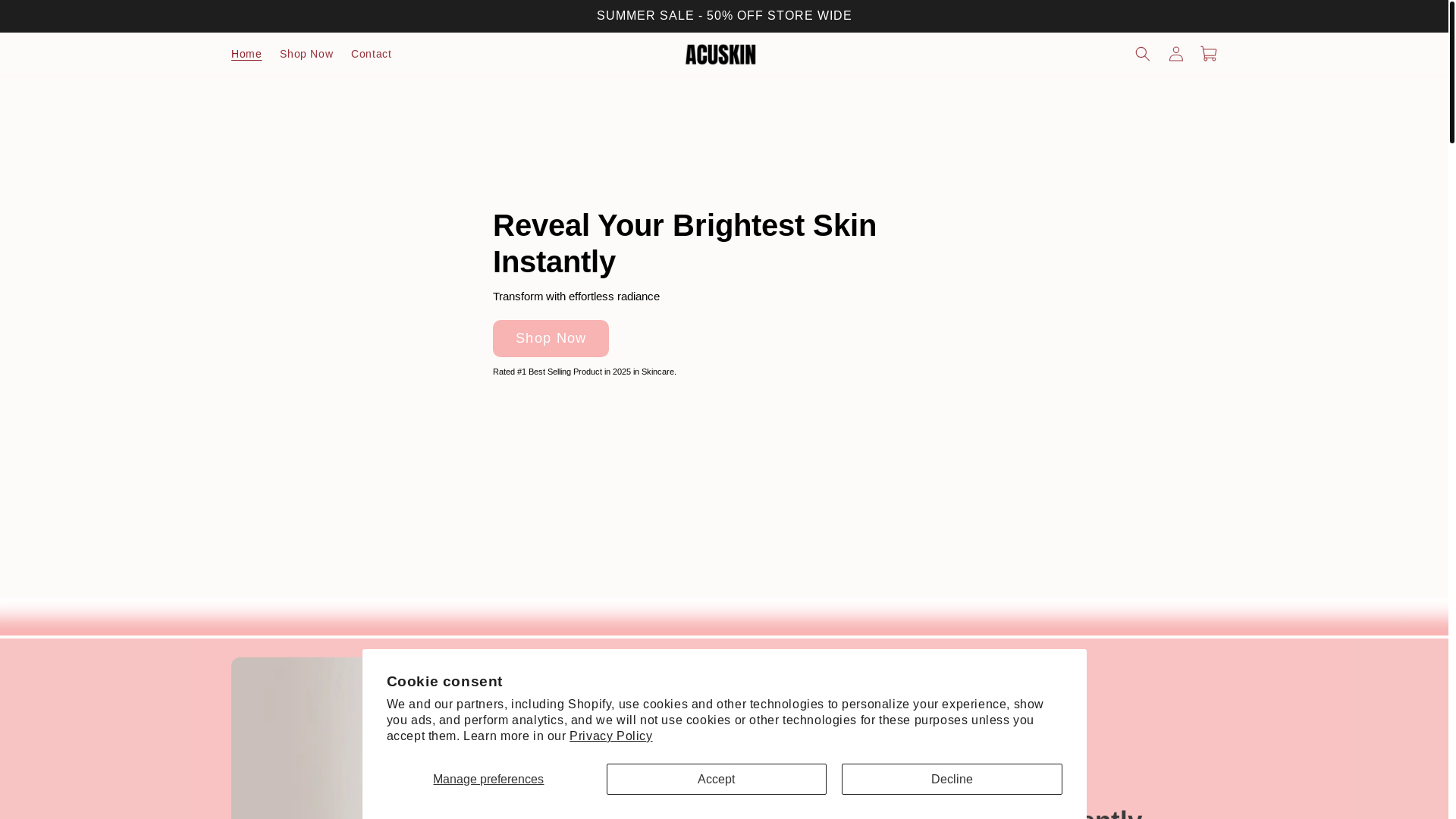 website screenshot of https://acuskin.store/