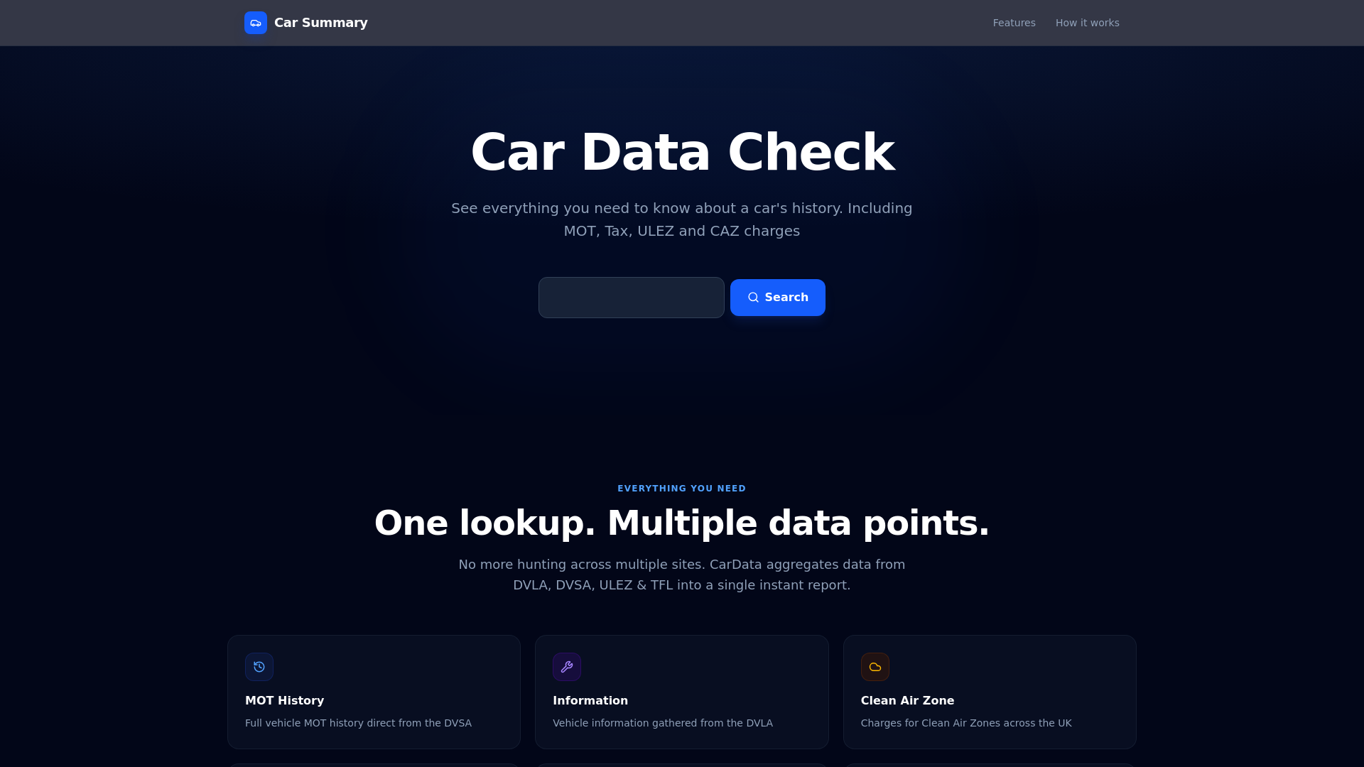 website screenshot of https://carsummary.co.uk/