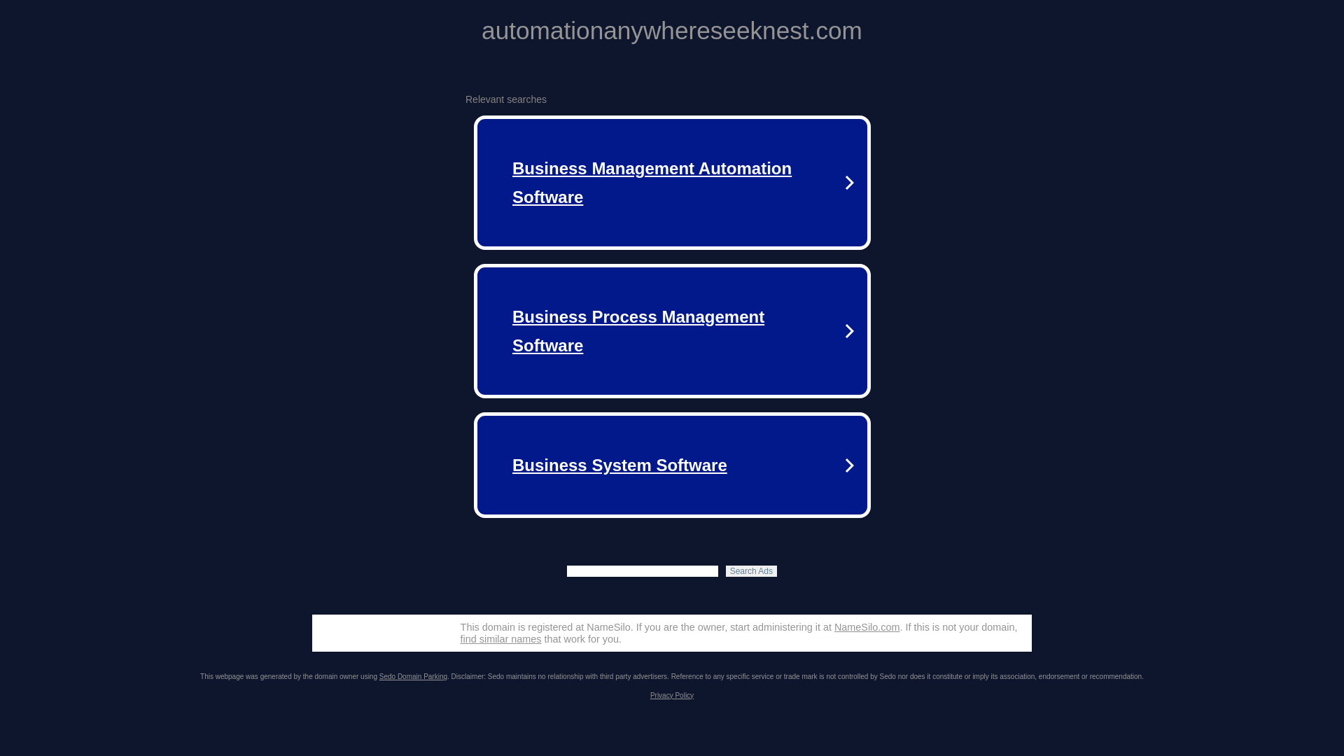 website screenshot of https://automationanywhereseeknest.com/