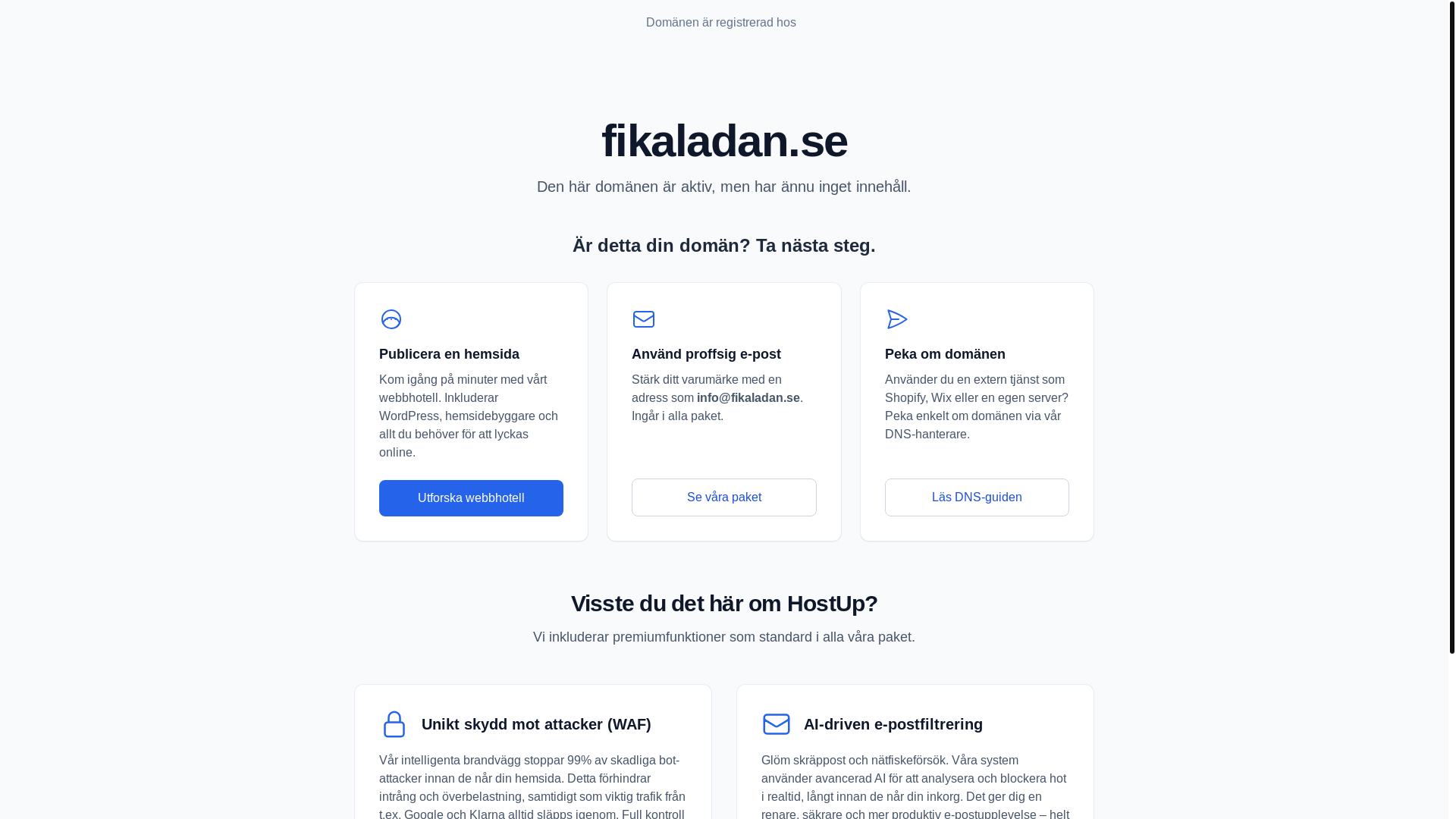 website screenshot of https://fikaladan.se/