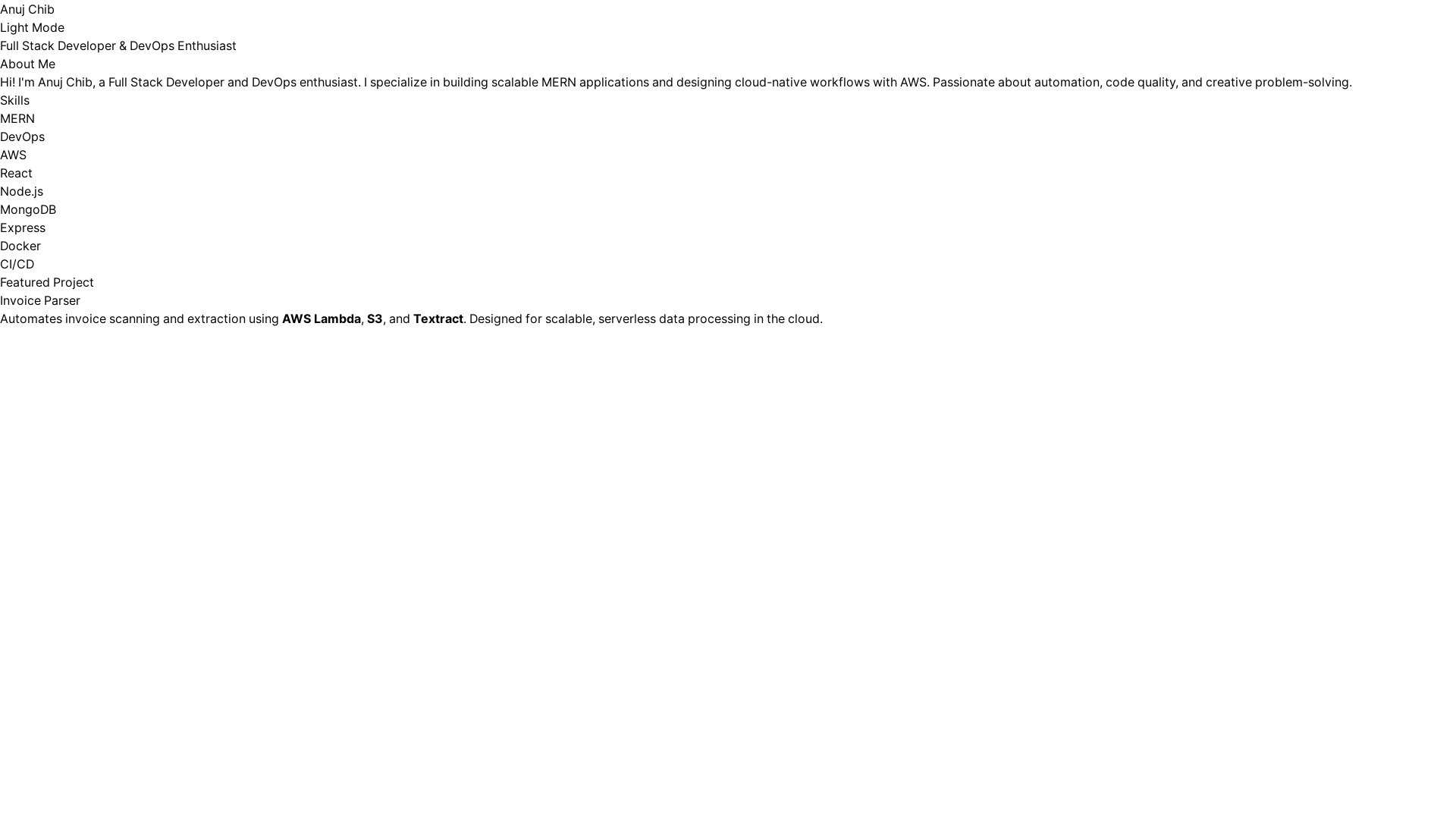 website screenshot of https://anujchib.live/