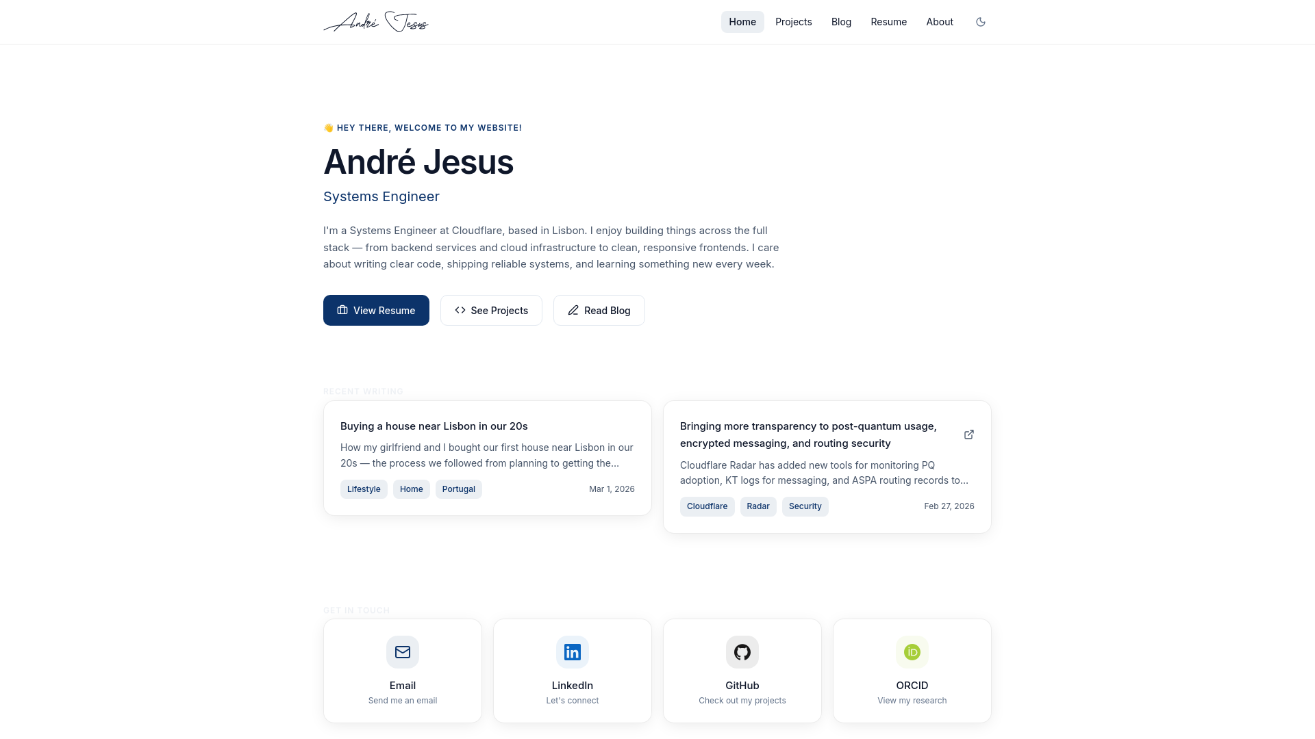 website screenshot of https://andrejesus.com/