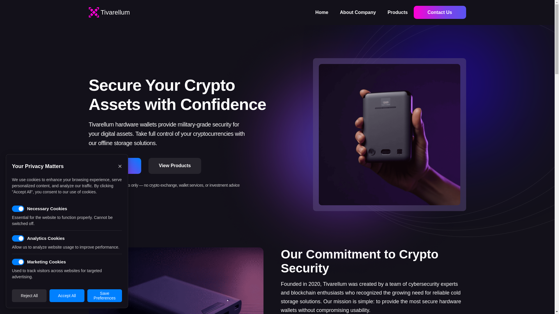 website screenshot of https://tivarellum.com/
