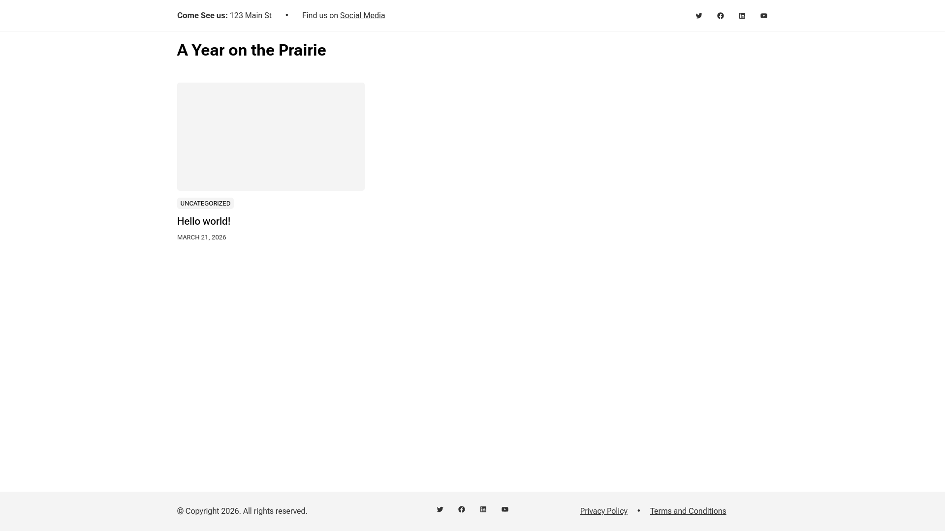 website screenshot of https://ayearontheprairie.com/