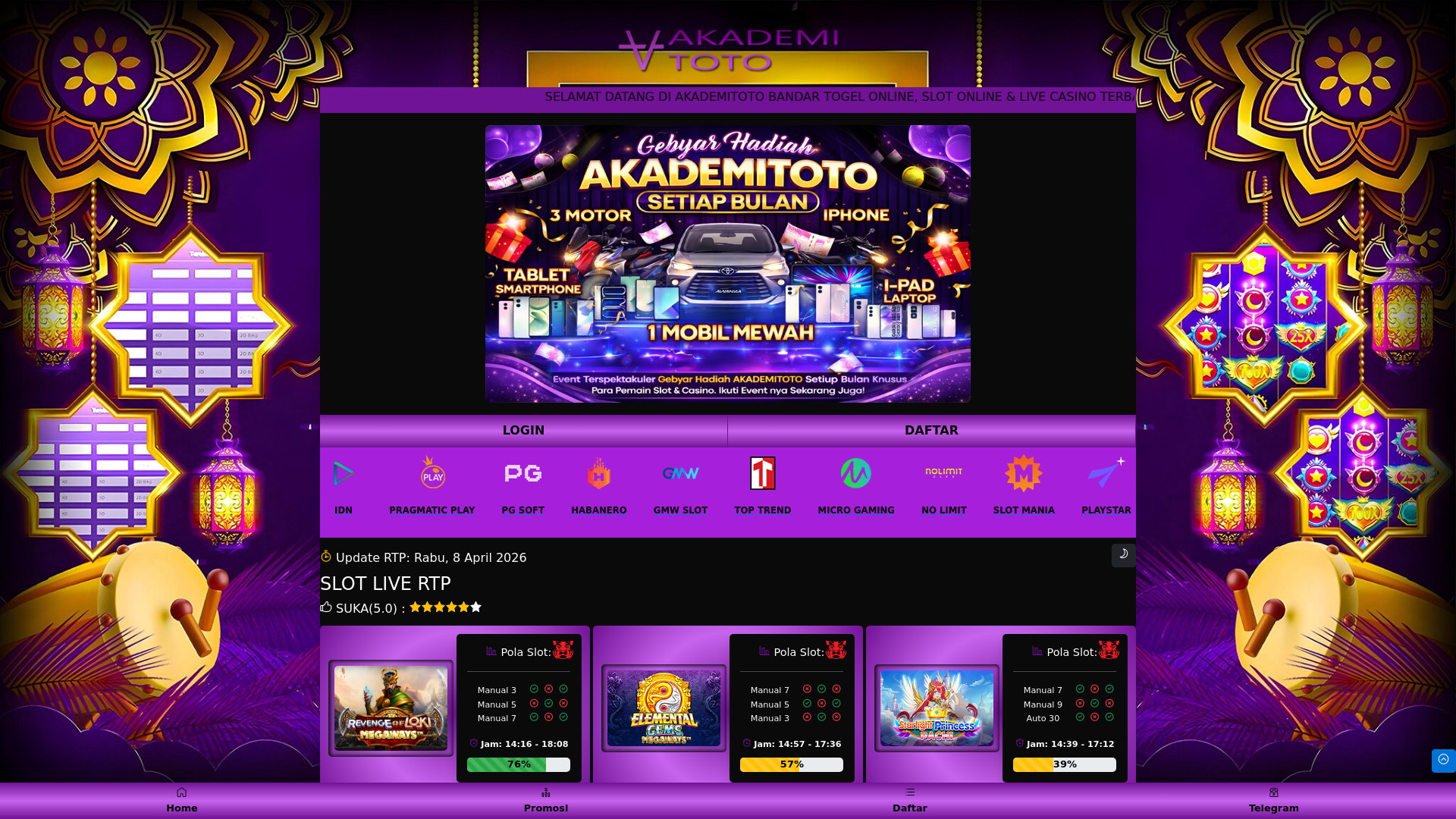 website screenshot of https://rtp-live-akademitoto.com
