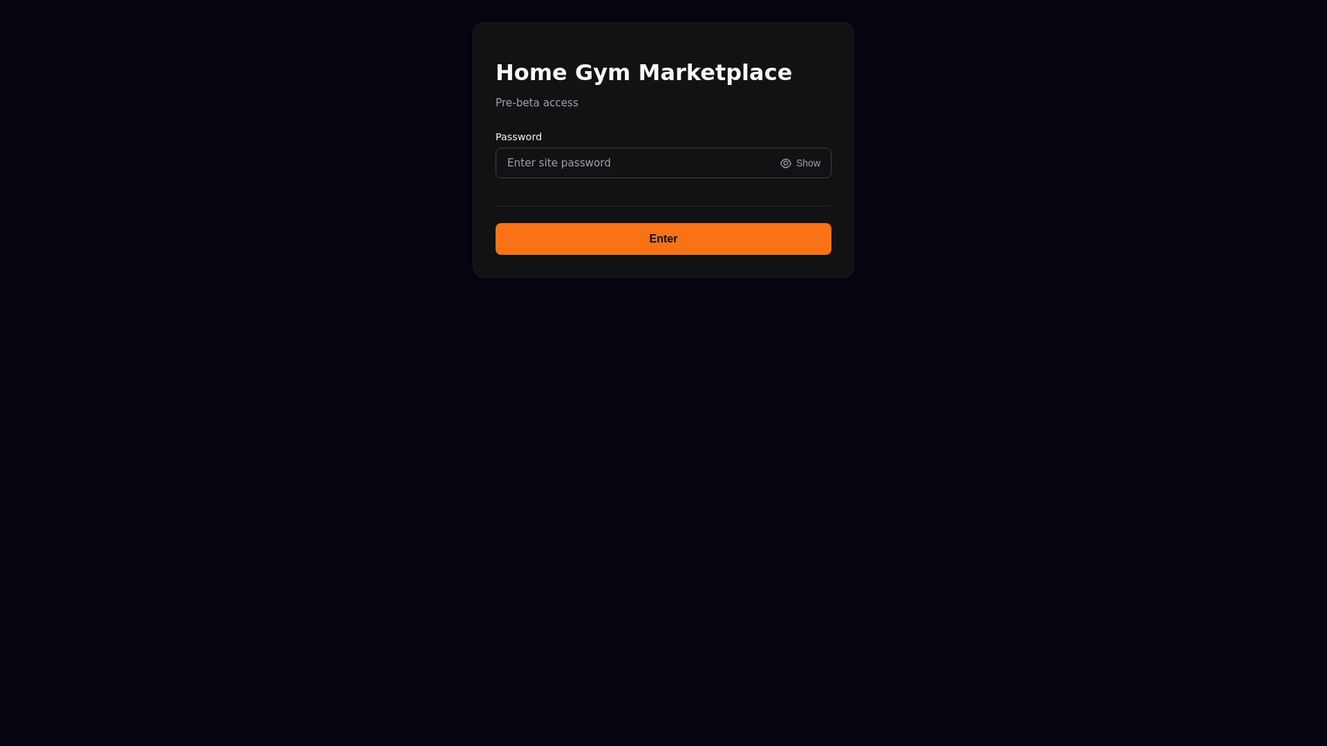 website screenshot of https://homegymmarketplace.com