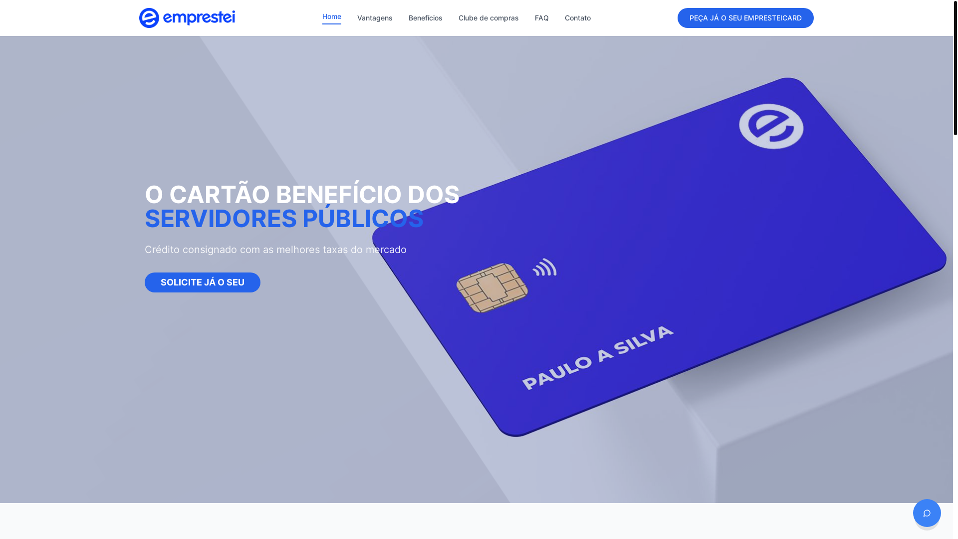 website screenshot of https://empresteicard.com.br/