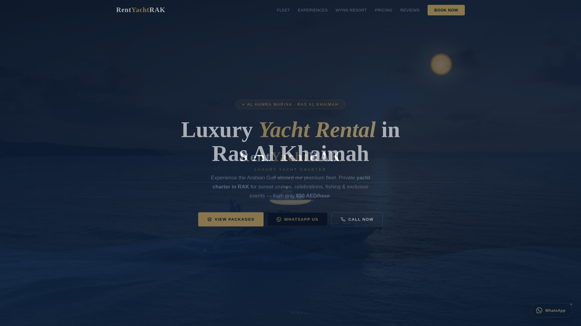 website screenshot of https://rentyacht-rak.com/