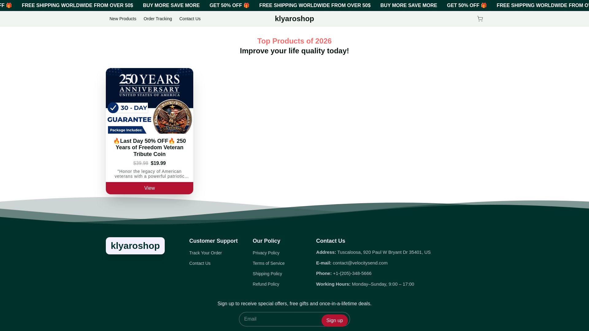 website screenshot of https://klyaroshop.com/