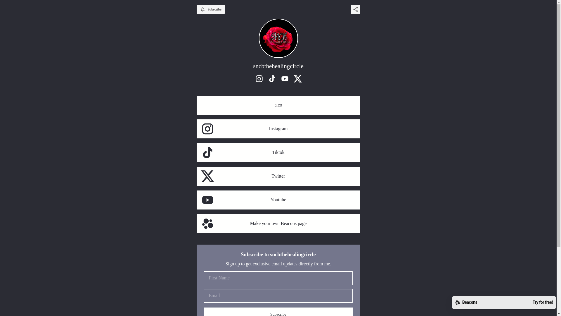 website screenshot of https://sncbthehealingcircle.com/