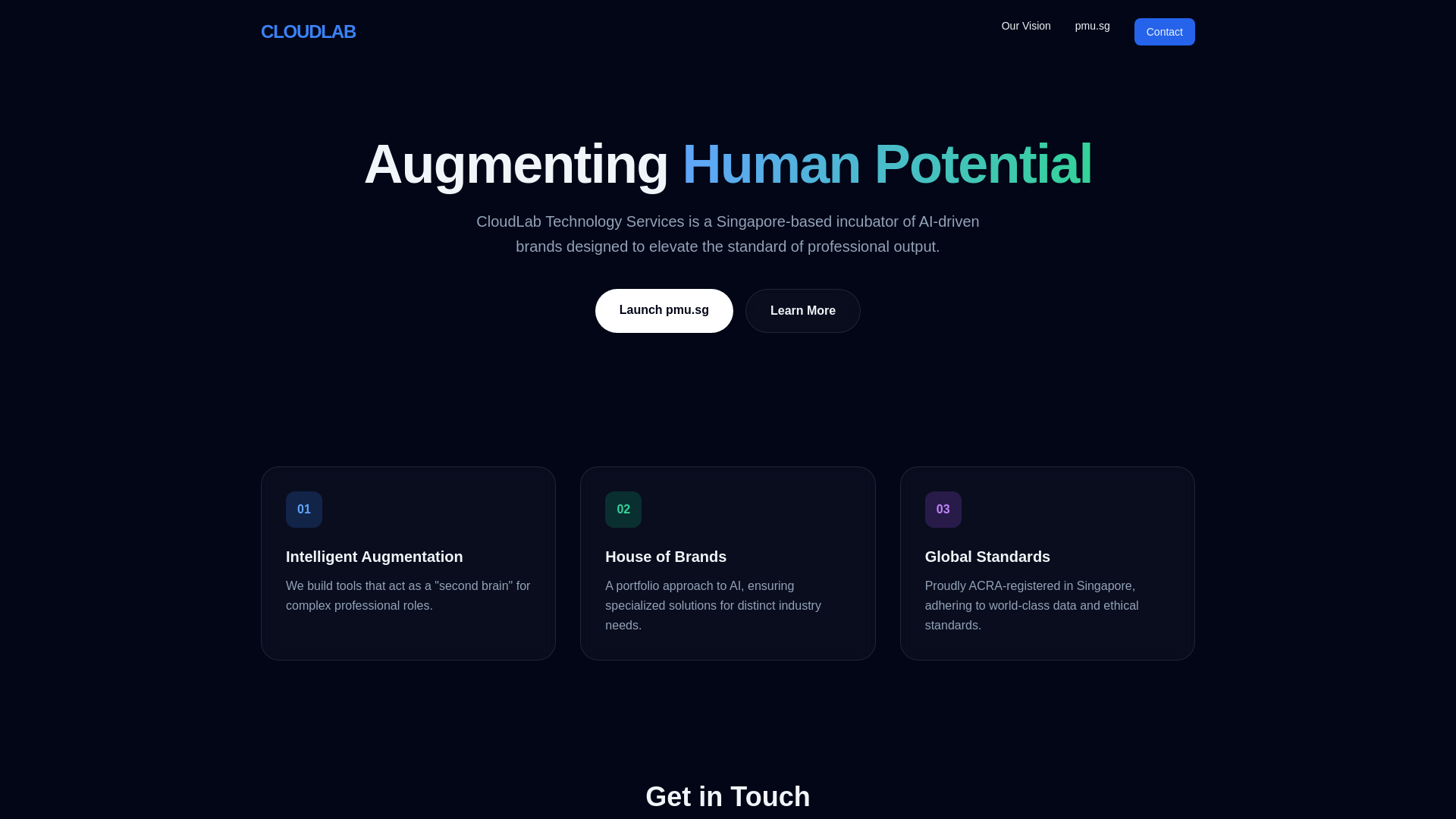 website screenshot of https://cloudlabhub.sg/