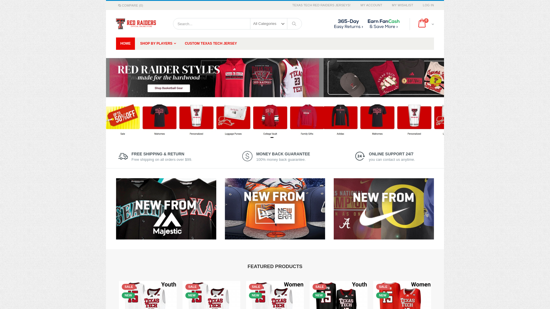 website screenshot of https://texastechgamejersey.com/