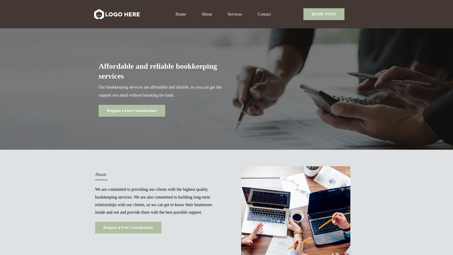 website screenshot of https://mariecuriebookeeping.com/