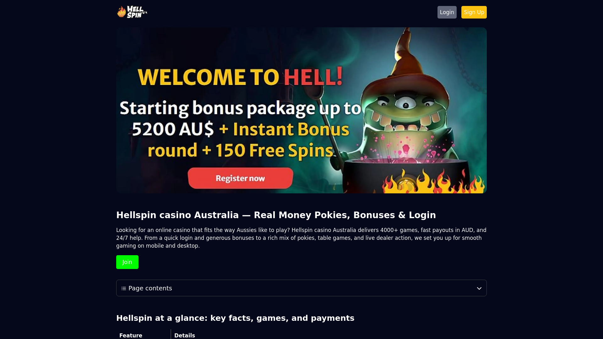 website screenshot of https://hell-spincasino.vip/