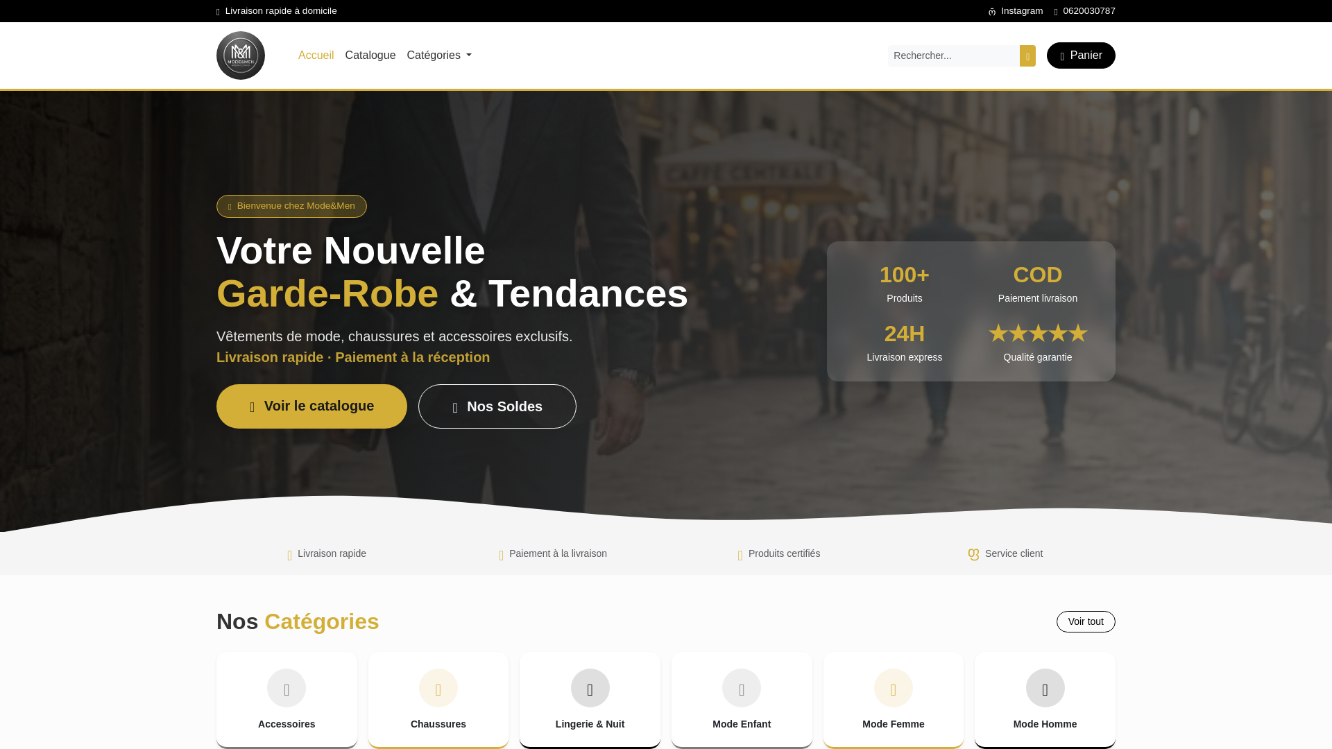 website screenshot of https://modeandmen.com/