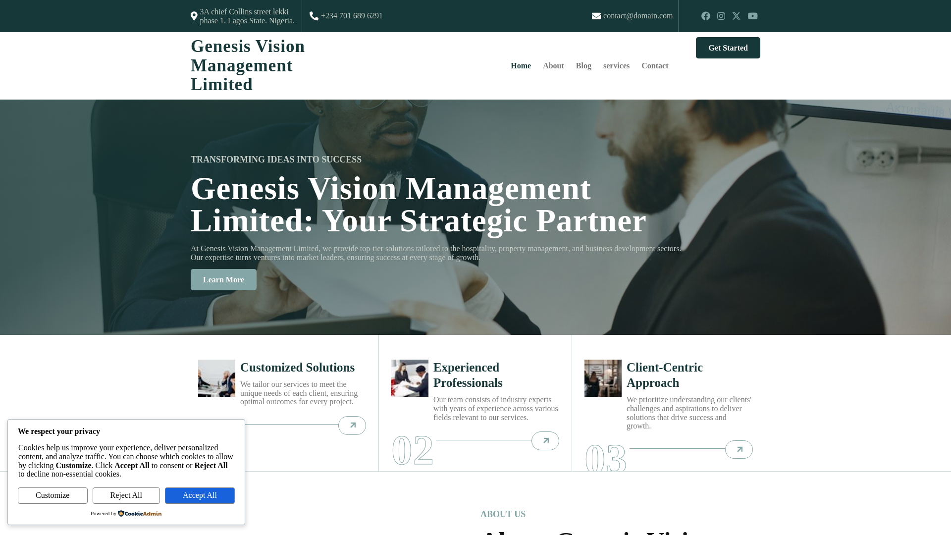 website screenshot of https://genesisvconsult.com/