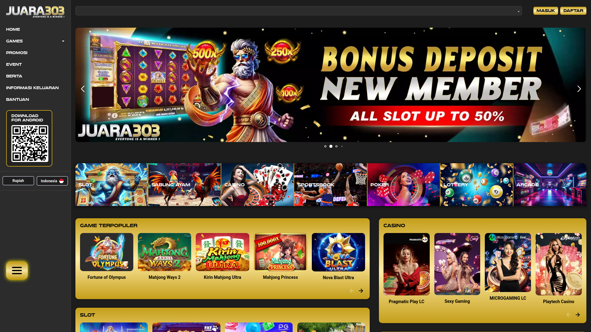 website screenshot of https://juaranow.fit