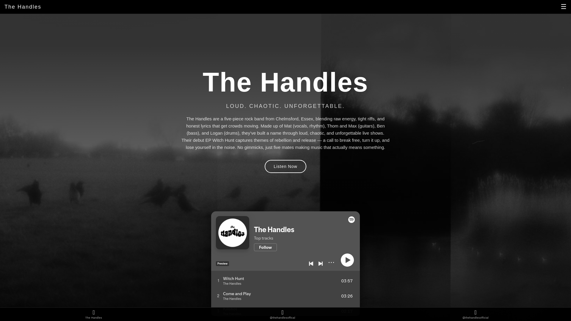 website screenshot of https://thehandles.co.uk