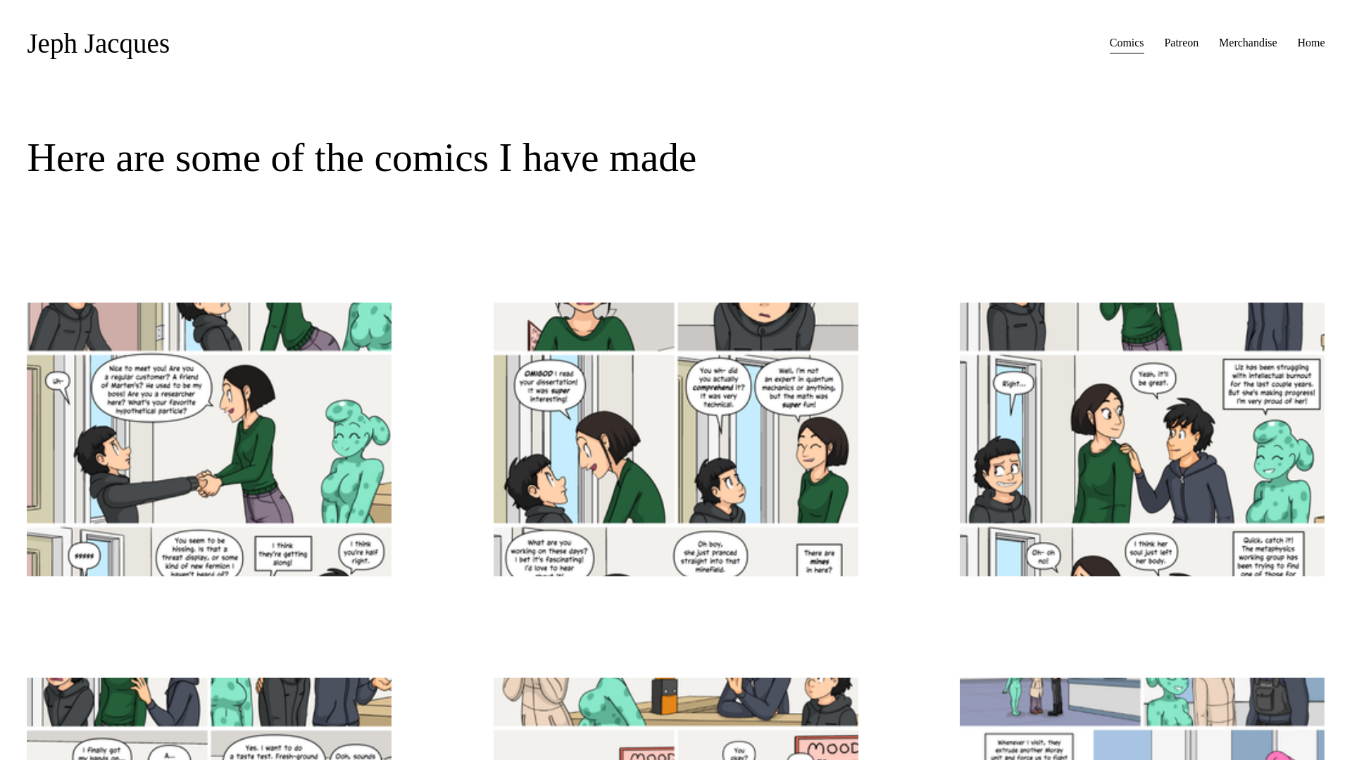 website screenshot of https://www.jephjacques.com/comics