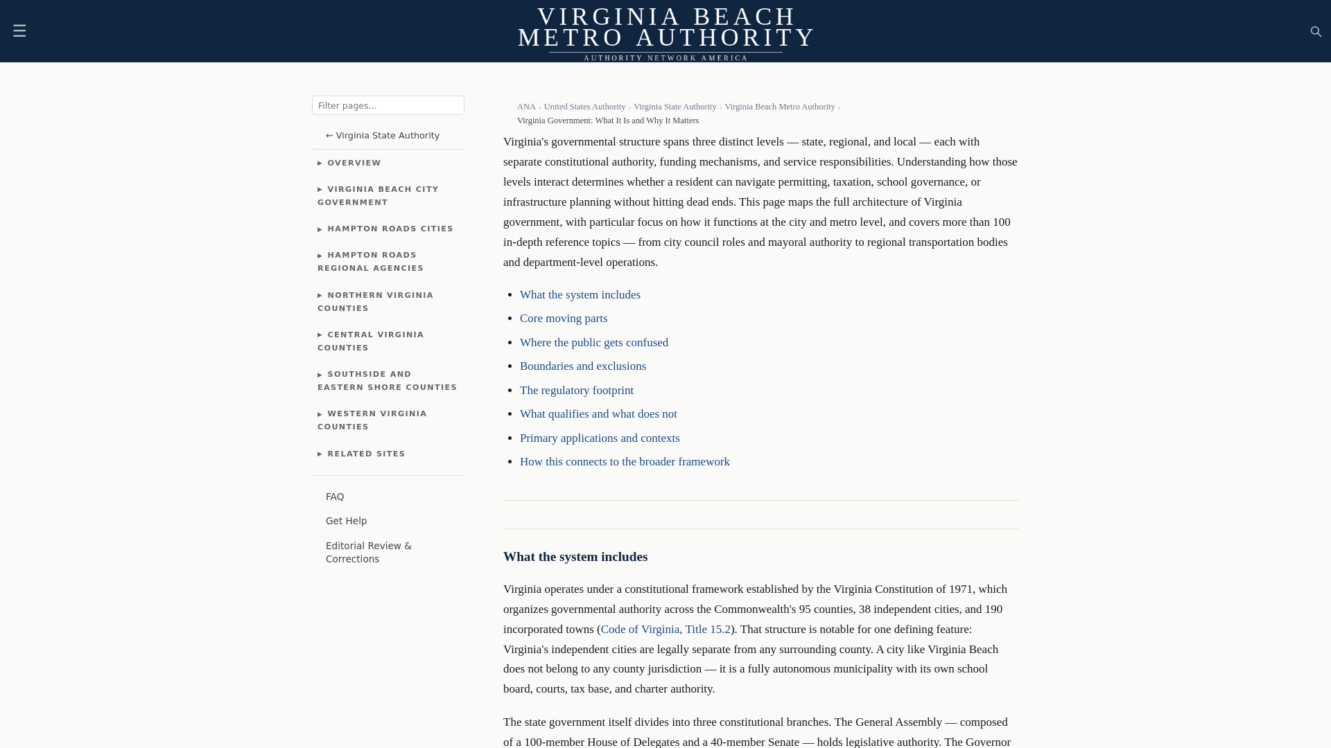 website screenshot of https://virginiabeachmetroauthority.com/