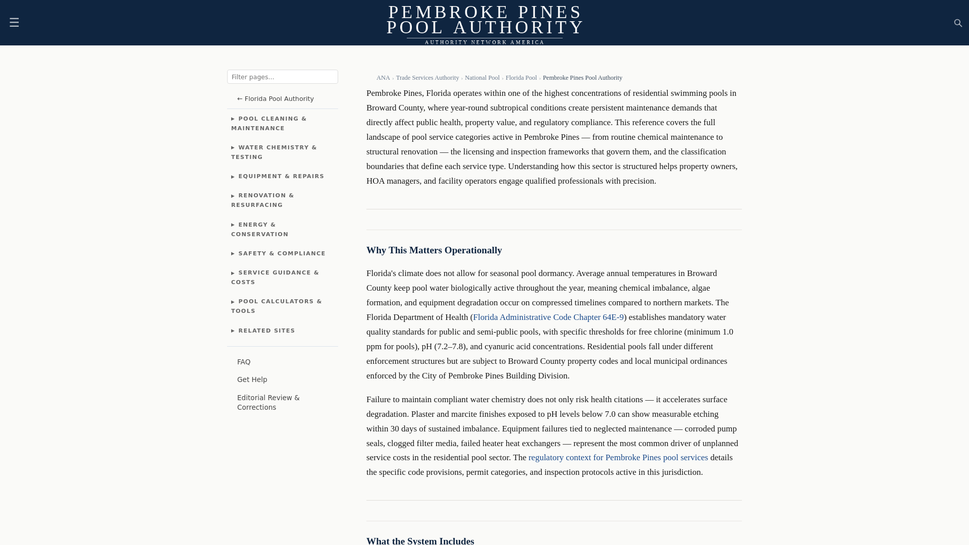 website screenshot of https://pembrokepinespoolauthority.com