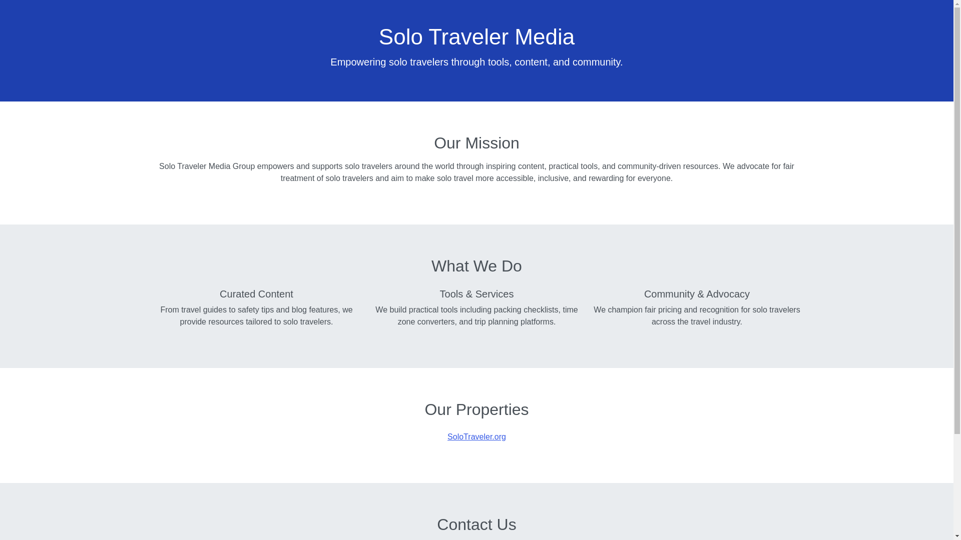 website screenshot of https://solotravelermedia.com/