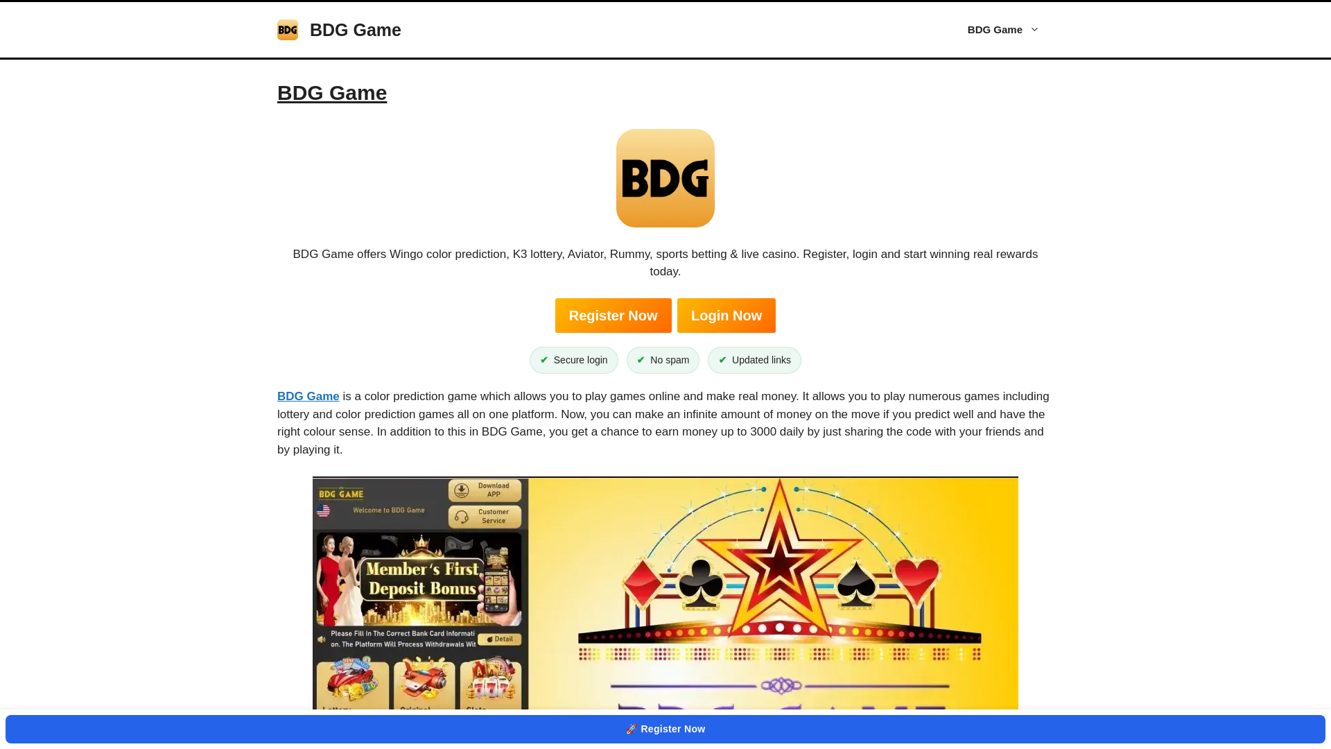 website screenshot of https://bdggamego.com/