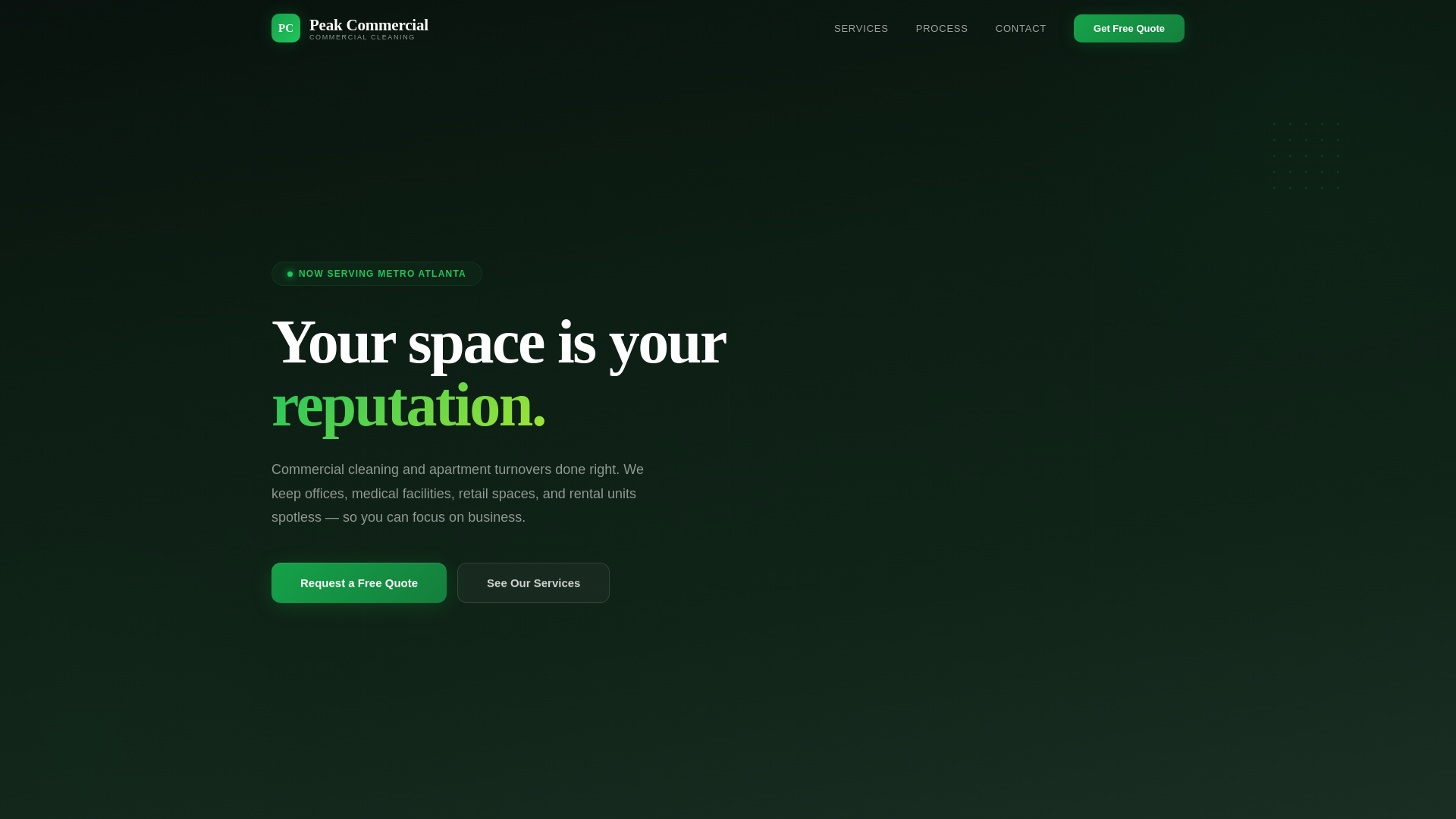 website screenshot of https://peakcommercialco.com/