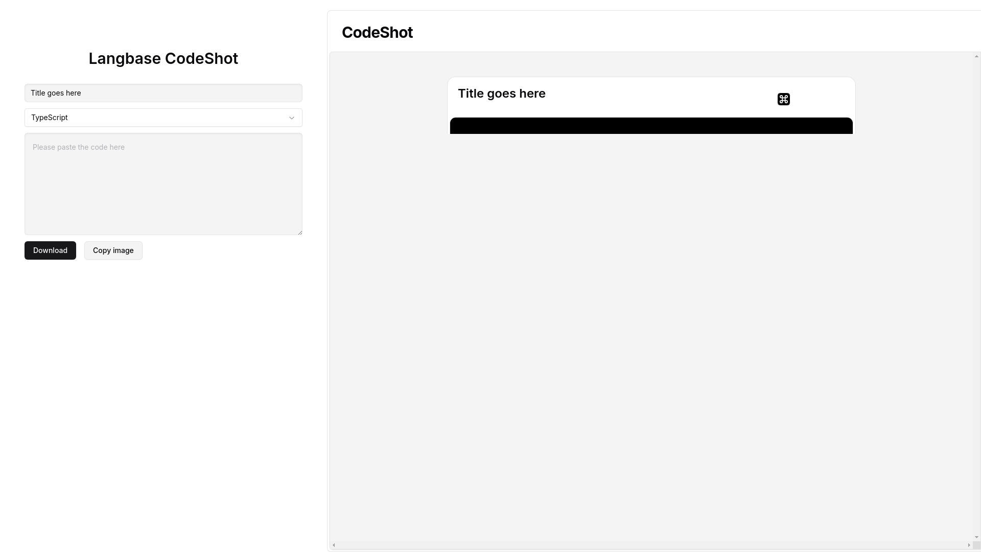 website screenshot of https://langbase-code-shot.pages.dev/