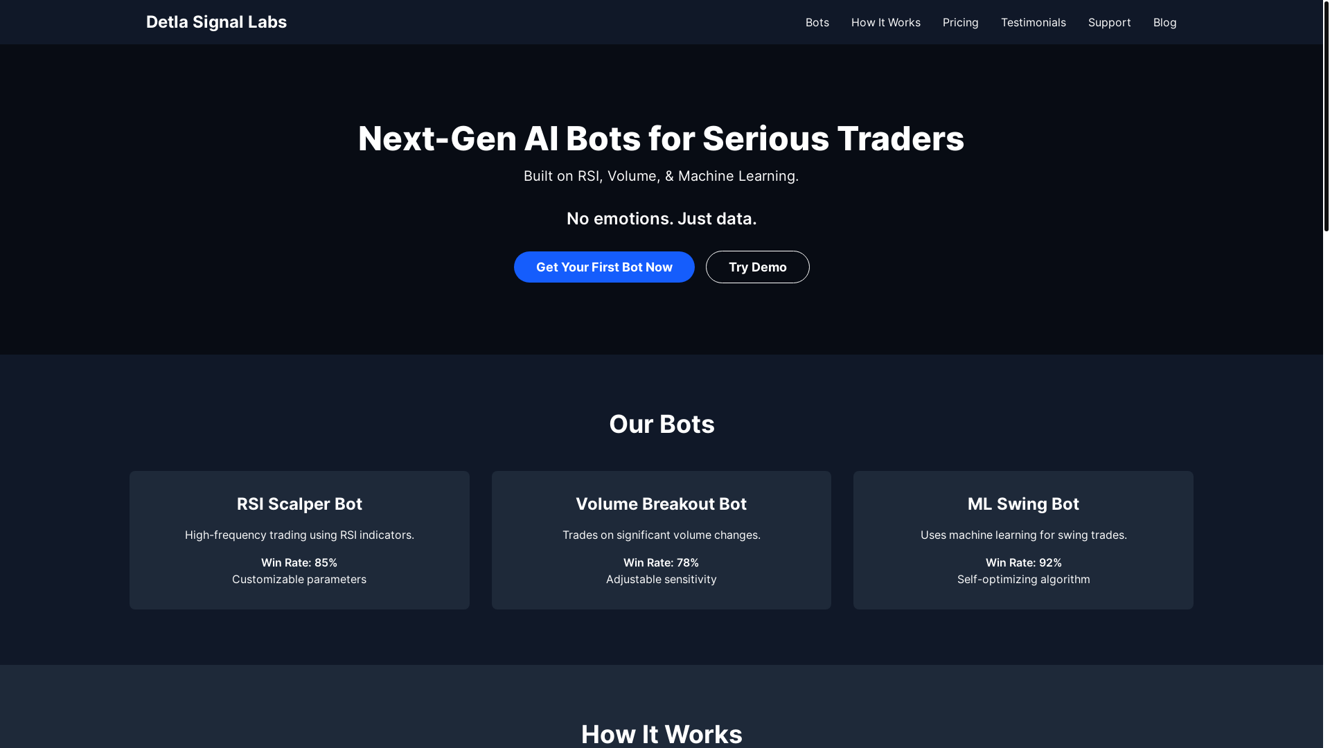 website screenshot of https://detlasignallabs.com/